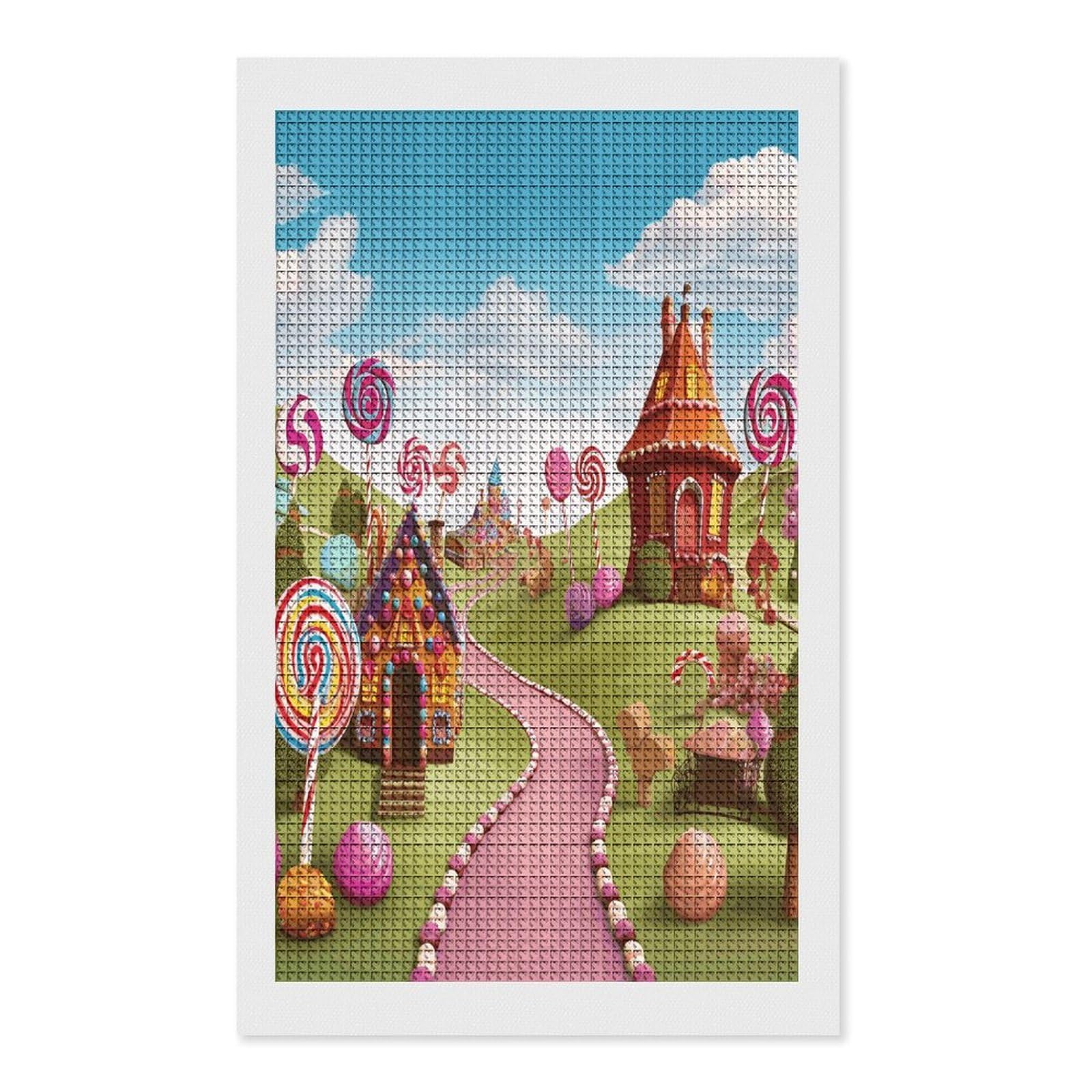 FodPand Candy Diamond Painting Kit for Beginner Fun 5D DIY Crafts for Adults Diamond Art Kits Square Diamond Art Canvas Painting Gem Art Crafts for Home Wall Decor 12"x20"