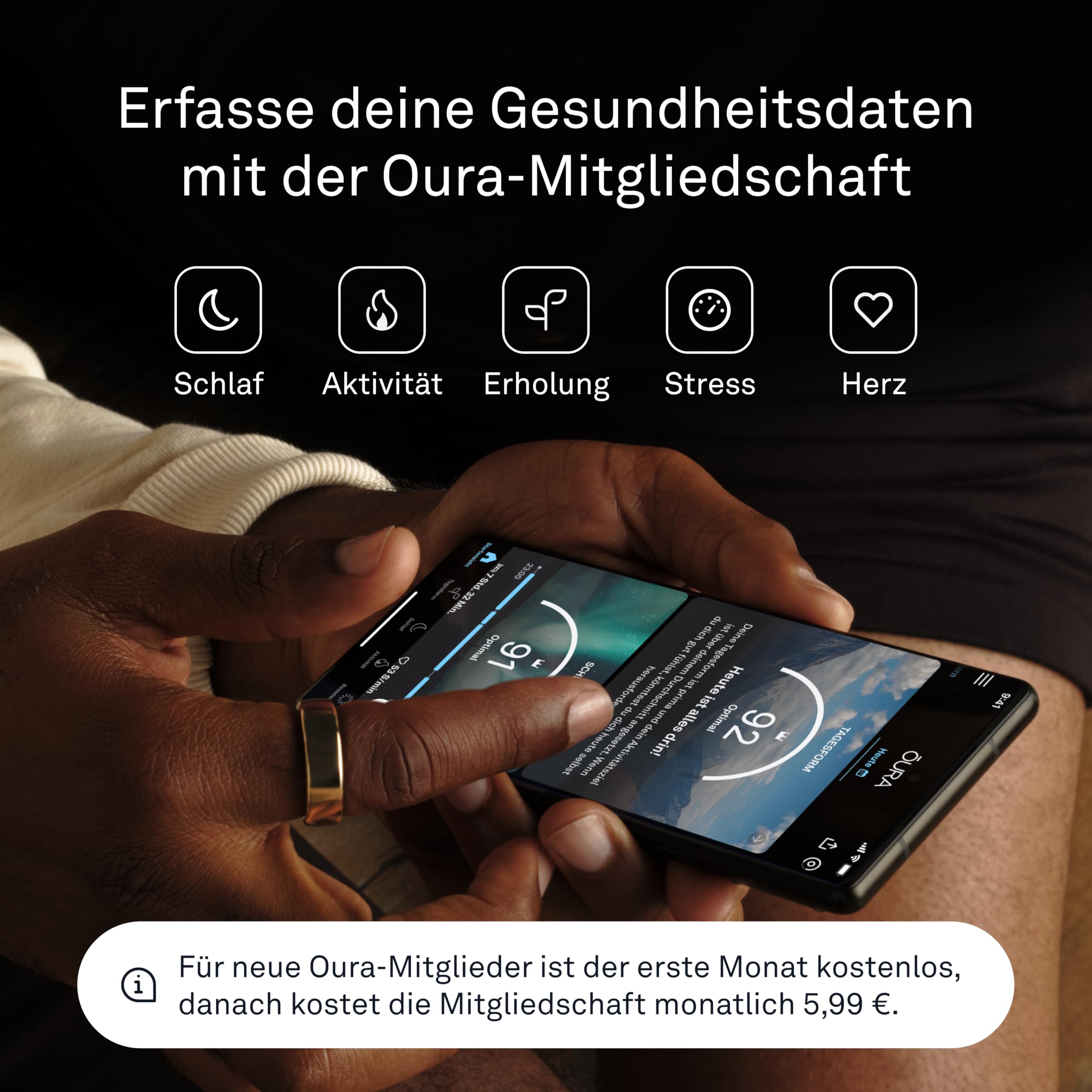 Oura Gen3 Horizon Smart-Ring - Größe 13, Brushed Titanium | Wearable für Schlaf-, Herzfrequenz- und Fitnesstracking - Bis zu 7 Tage Akkulaufzeit - iOS/Android - Bestimme Deine Größe vor dem Kauf