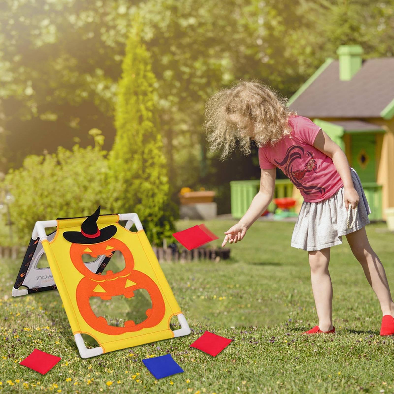 Lancio Divertente Interattivo Portatile A Tema Per Giardino | Set di Tavole Cornhole per Bambini Halloween per bambini ragazze ragazzi giardino cortile campeggio picnic scuola