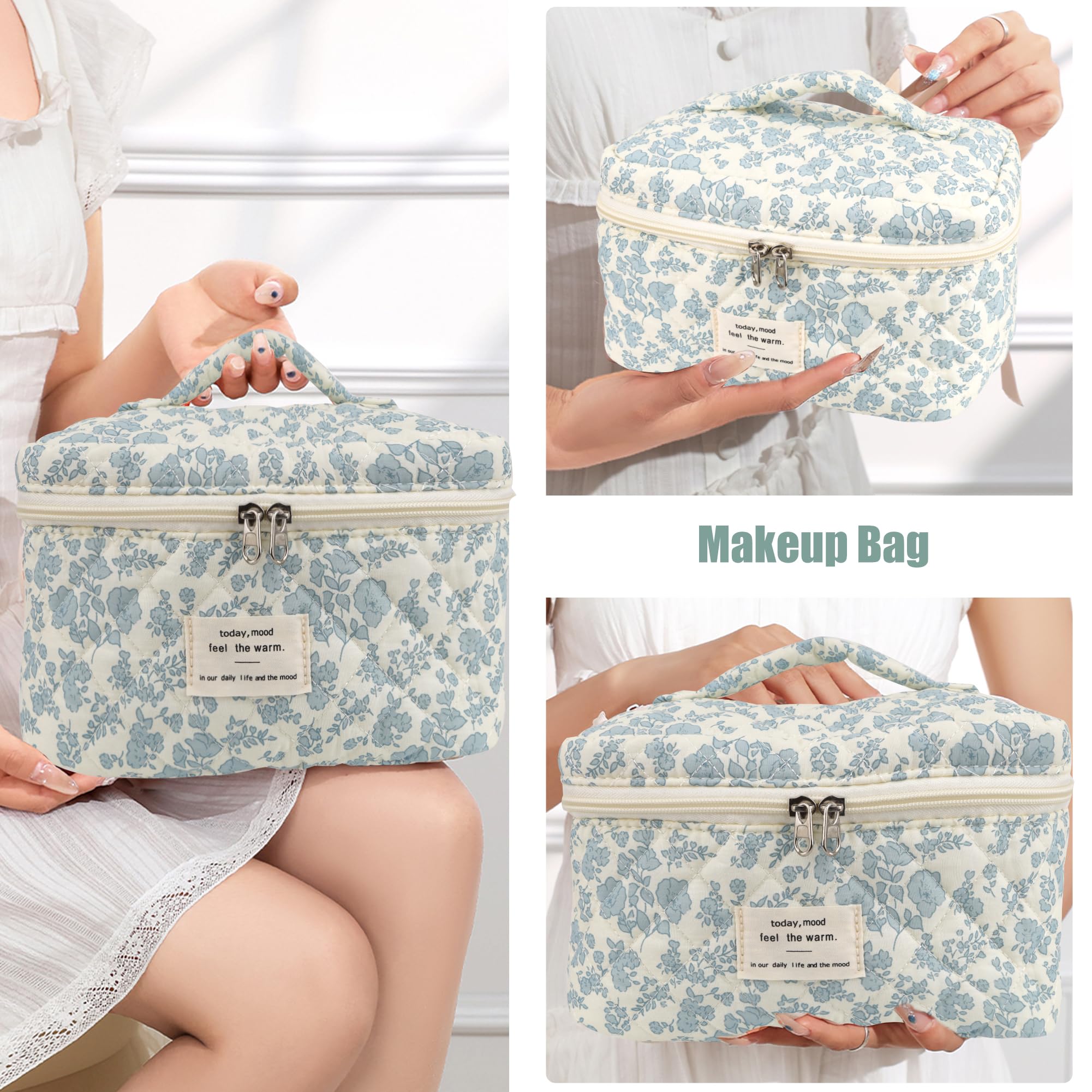 Linpr Large Makeup Bag for Women & Girls, Cute Cosmetic Organiser with Multiple Compartments - Image 4