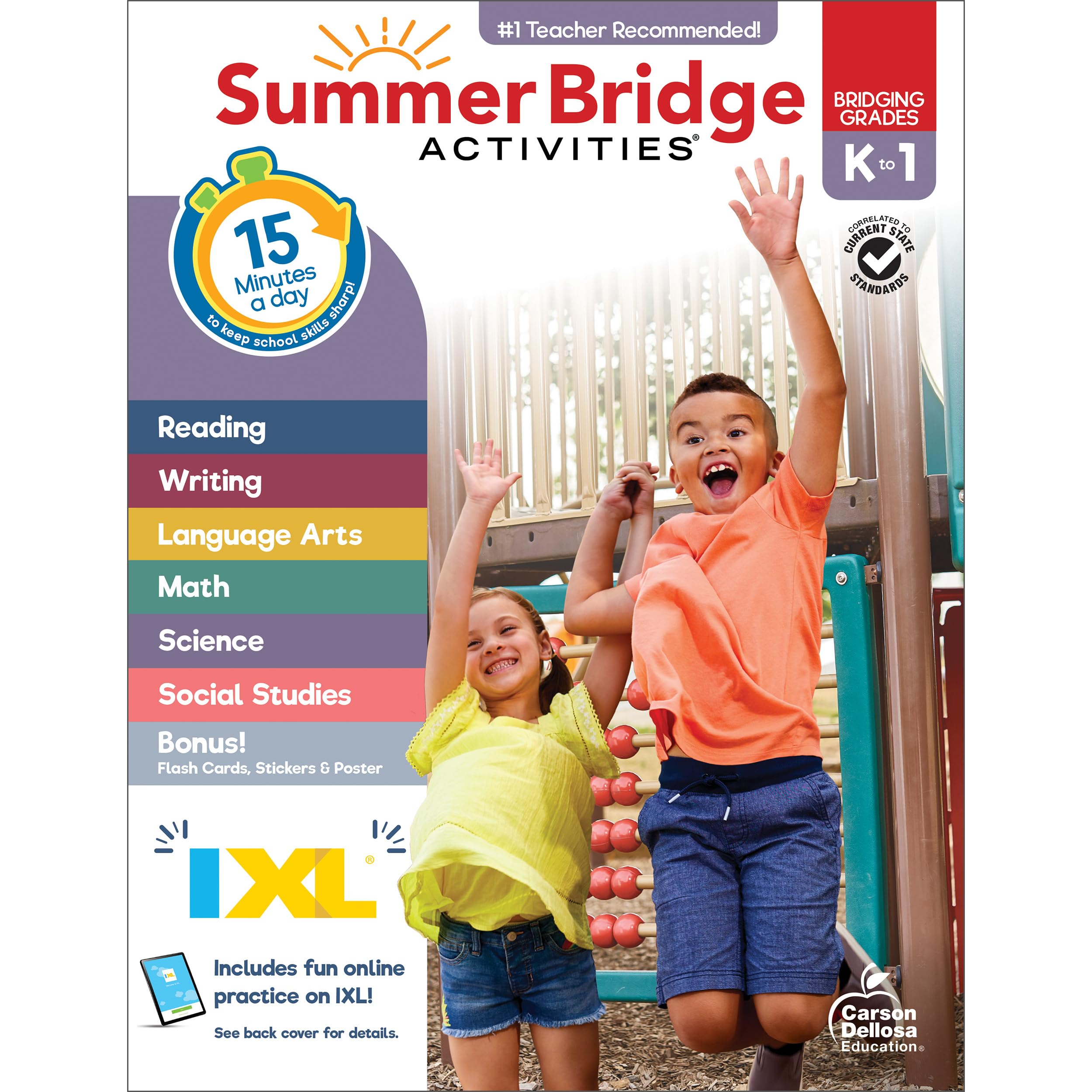 Summer Bridge Activities Kindergarten to 1st Grade Workbooks, K-1 Math, Language Arts, Science, Social Studies & Fitness, Kindergarten to First Grade Workbook With Flash Cards, Stickers, eBooks & More