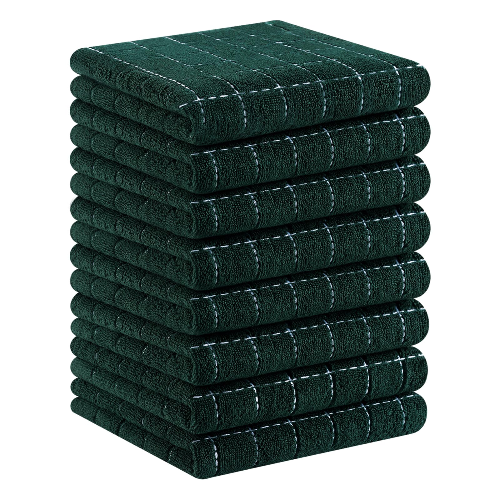 Homaxy 100% Cotton Terry Kitchen Towels, 8 Pack, Blackish Green | Ultra Soft and Absorbent Dish Towels for Kitchen, Suitable for Drying and Washing Dishes
