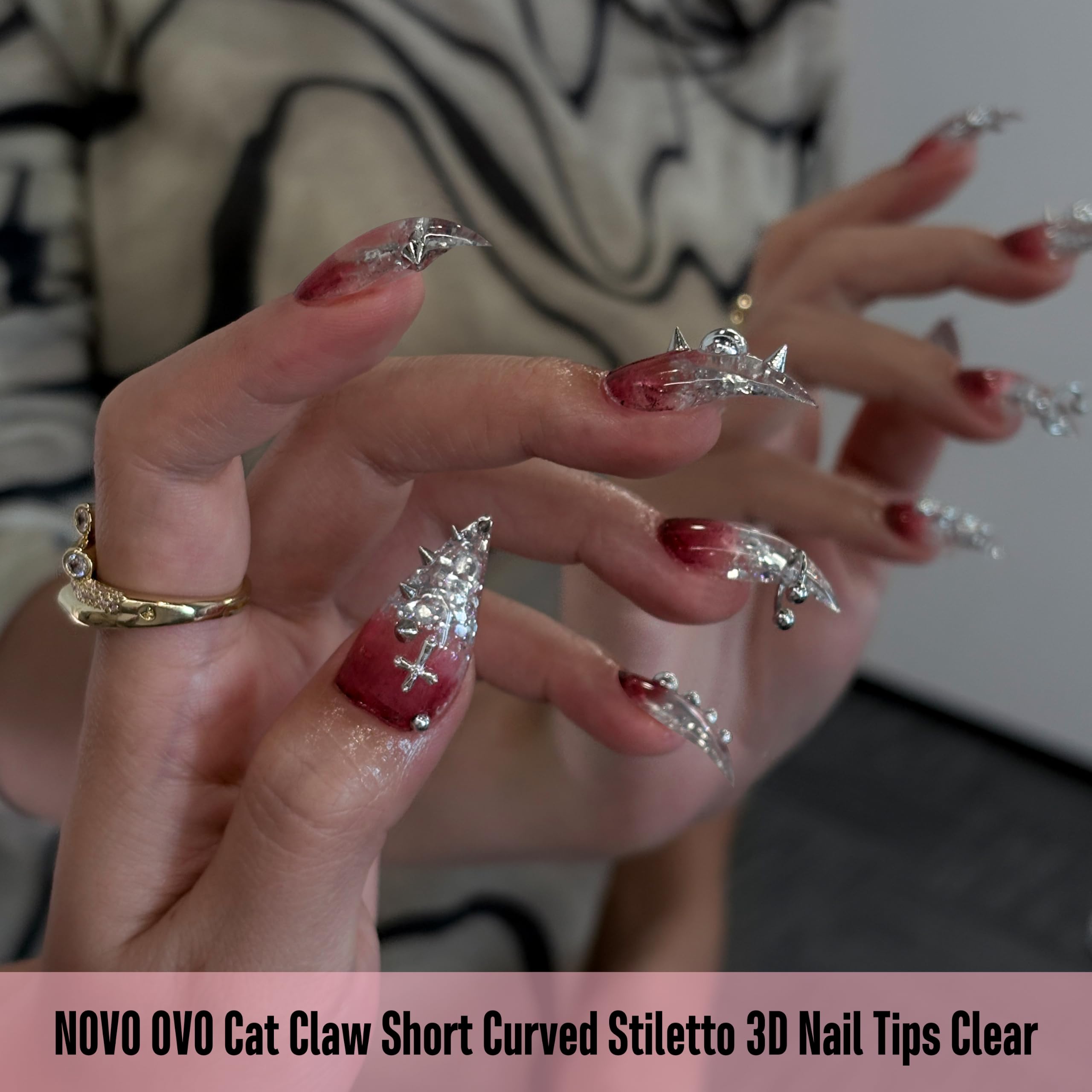 ネイルチップ・付け爪 hmac_o Amazon | NOVO OVO 3D Cat Claw Nail Tips, 128枚入 アーチ型 APEX内蔵