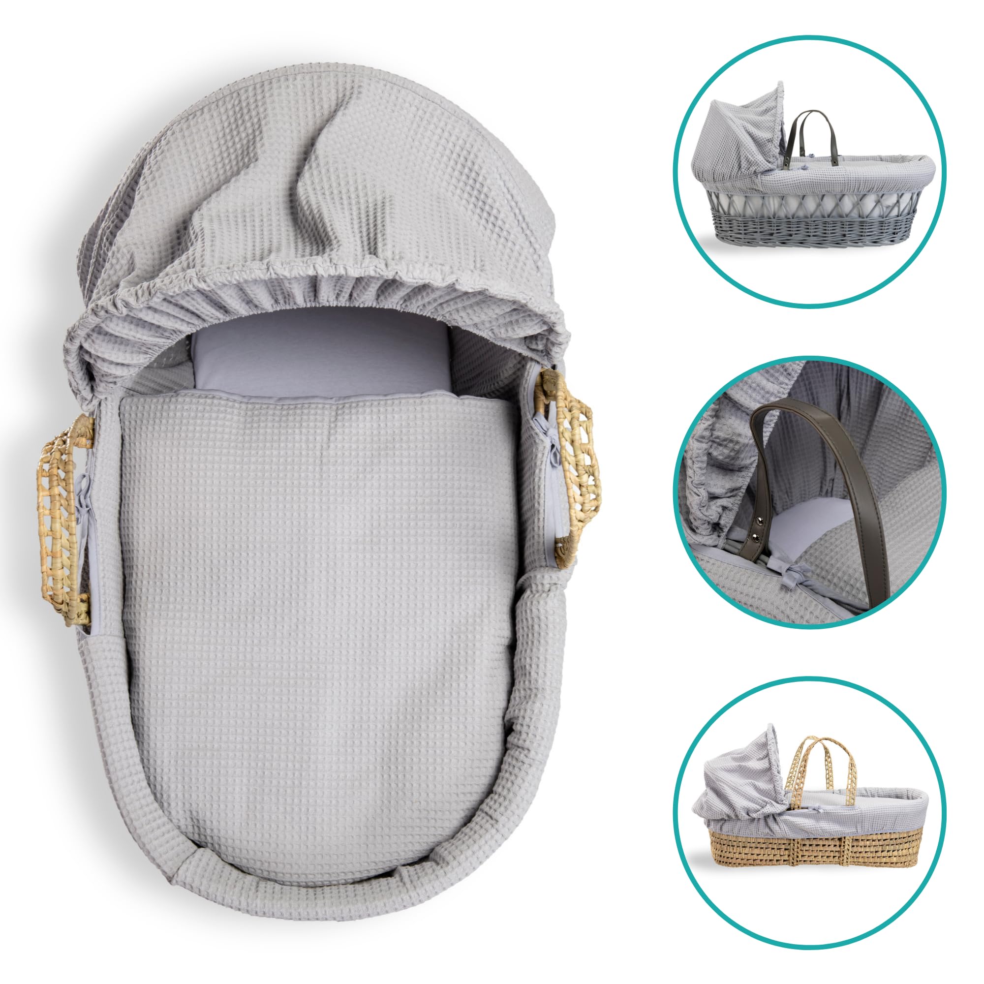 Clair de Lune Ensemble de couffin gaufré (Panier Non Inclus) – (Gris)