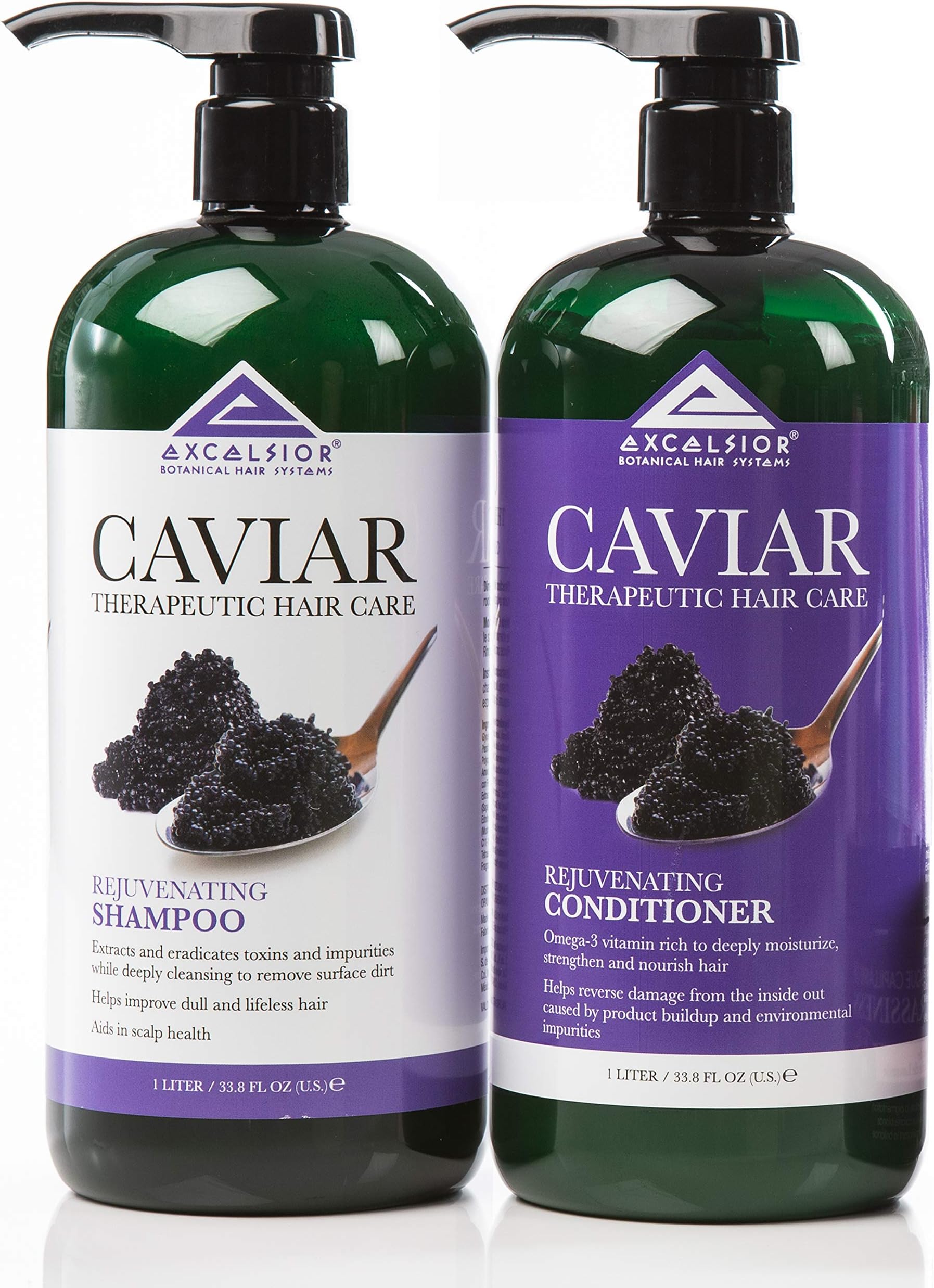 Excelsior Caviar Rejuvenating Hair Care 2 Piece Set - Rejuvenating Shampoo 33.8 ounce and Rejuvenating Conditioner 33.8 ounce