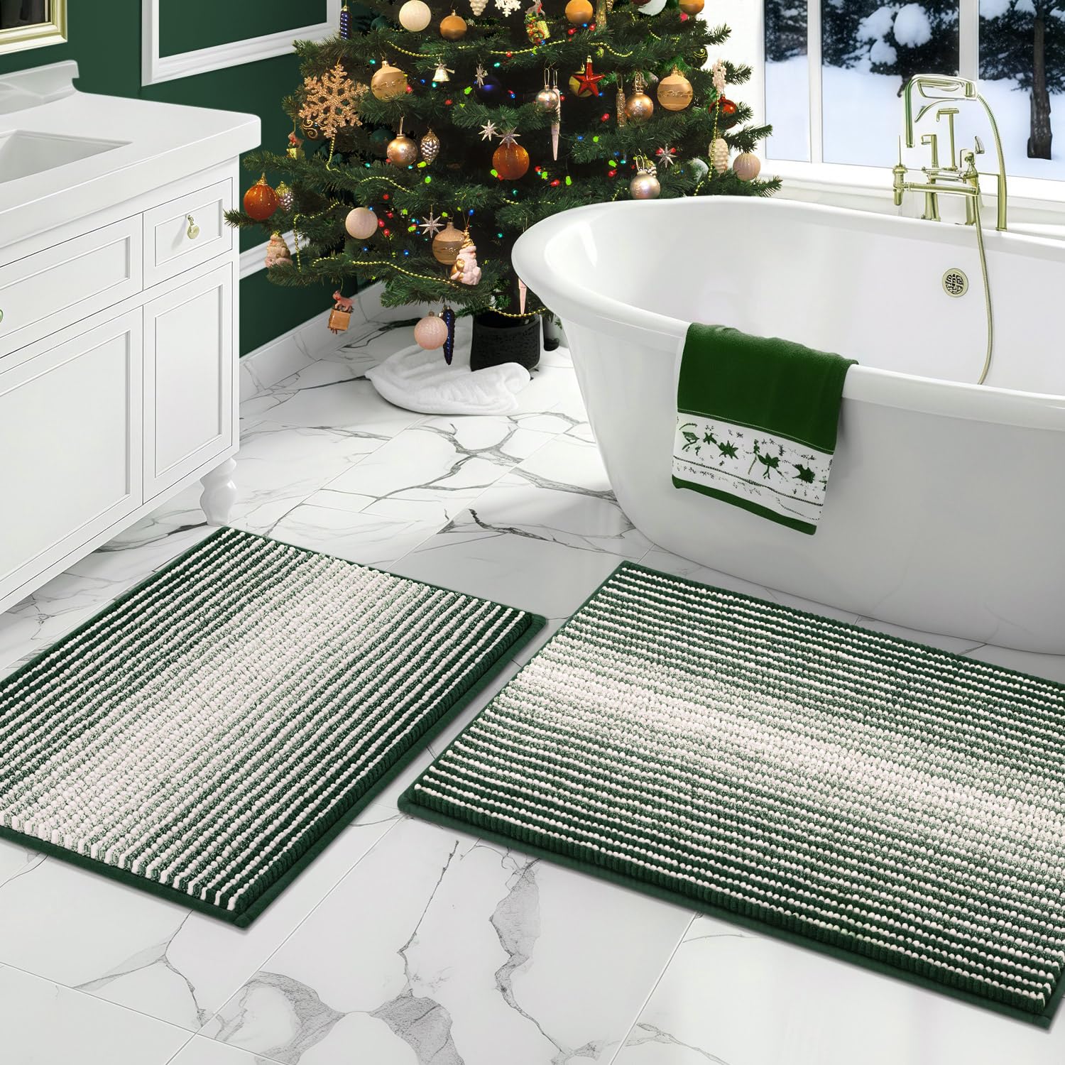Amazon.com: Bathroom Rugs and Mats Sets, 2 Piece Thick Absorbent ...