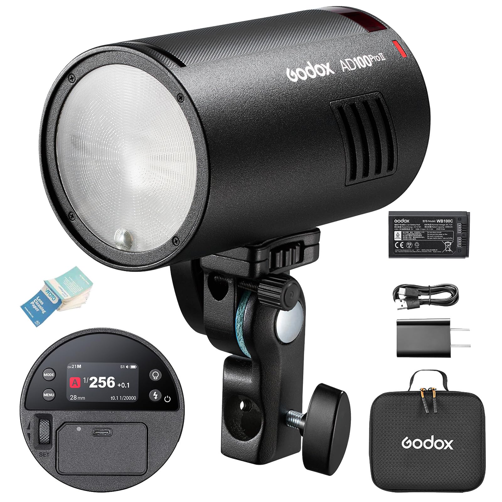 GODOX AD100ProII Pocket Flash Speedlite 100Ws TTL HSS 1/8000s 2,4GHz Strobe Light 0,01s-1,5s Riciclo LED 2W Batteria 7,2V 2850mAh