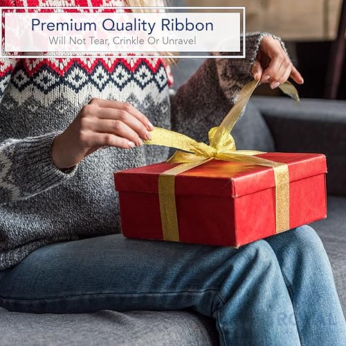 Miniatura 2 de Royal Imports Rollo de cinta de tela metálica brillante con purpurina para Navidad, manualidades, floral, boda, costura, fabricación de lazos,