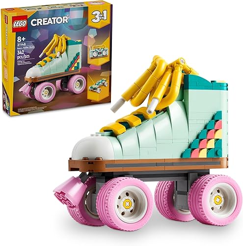 LEGO Creator 31148 - Kit de construcción de patines retro 3 en 1, se transforma de juguete de patinaje a mini patineta a radio Boom Box, regalo de