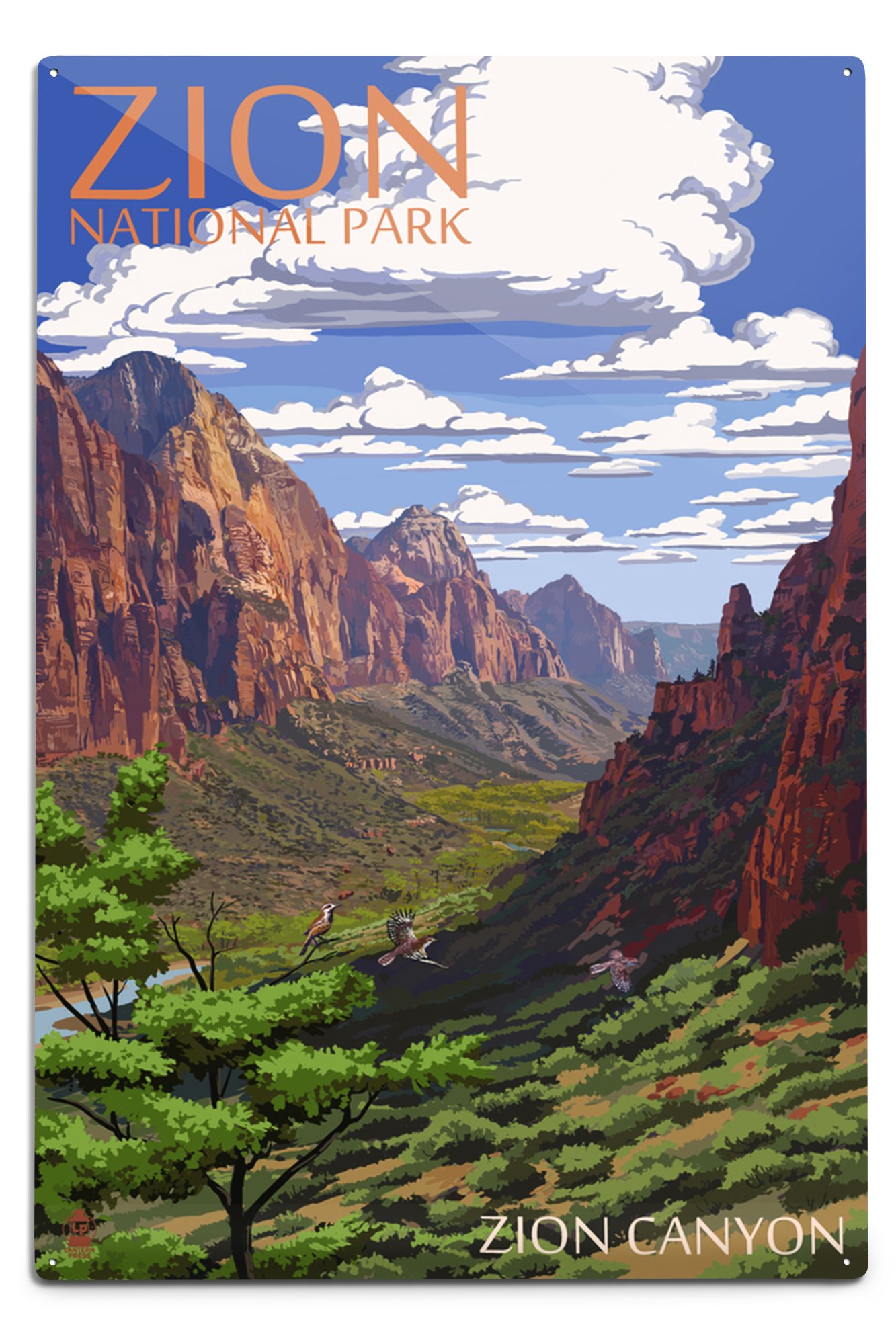 KZIWQ Metal Tin Sign Zion National Park, Utah, Zion Canyon View Tin Sign Vintage Rustic Decor Cave Coffee Shop Bar Bedroom Home Wall Decor Nostalgic Tin Sign 15x30cm