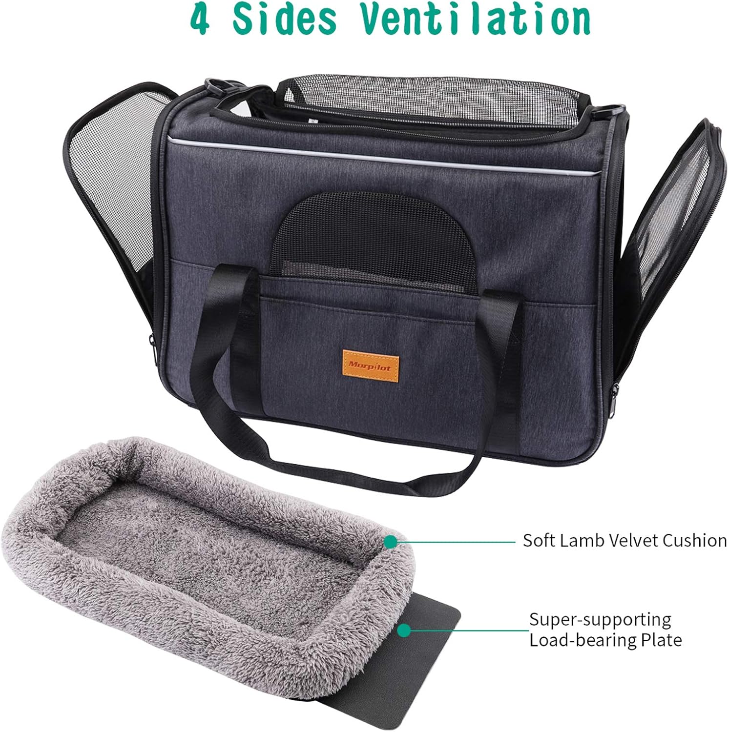 Cat Carrier Dog Carrier, Pet Travel Carrier Airline Approved for Small Dogs Puppies Cats of 15lbs, Portable Pet Transport Bag with Adjustable Shoulder Strap + Removable Soft Cushion + Foldable Bowl : Pet Supplies