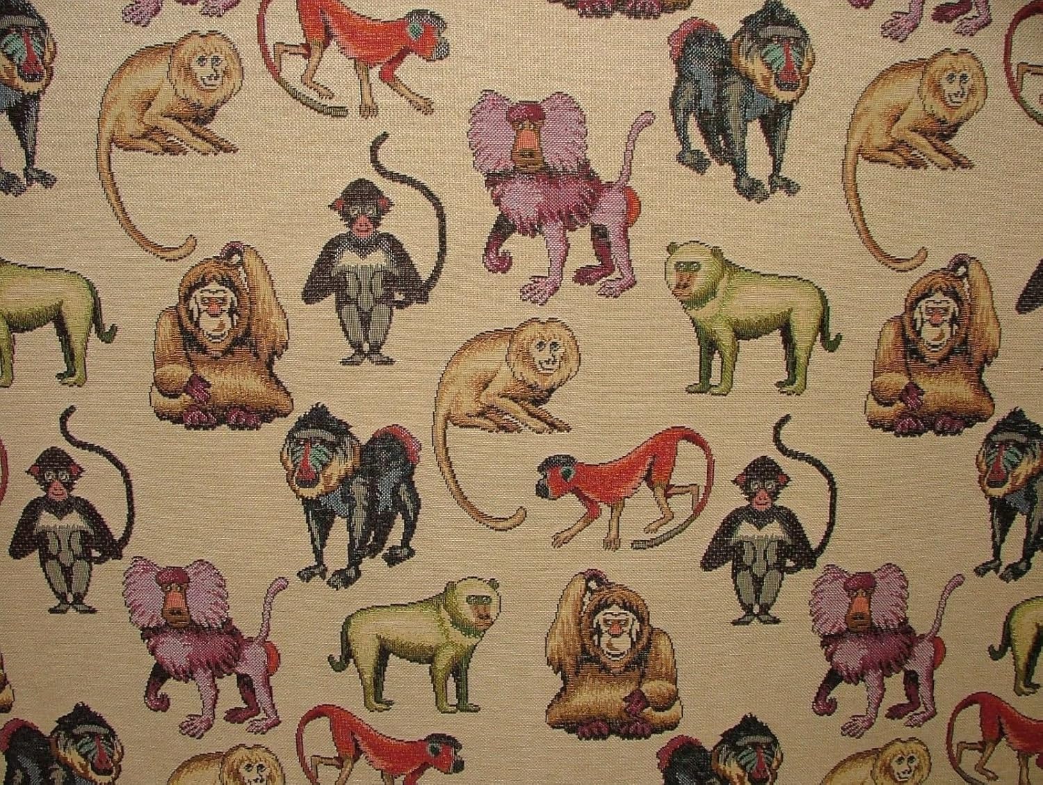 Pandoras Upholstery Animal Tapestry Monkeys Designer Fabric Ideal For Upholstery Curtains Cushions Throws (Per Full Metre)