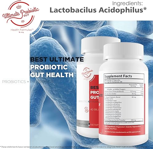 Miniatura 5 de Best Ultimate Probiotic Gut Health – Nuestro mejor probiótico intestinal y reflujo – 40 mil millones de probióticos y prebióticos CFU – Apoya la