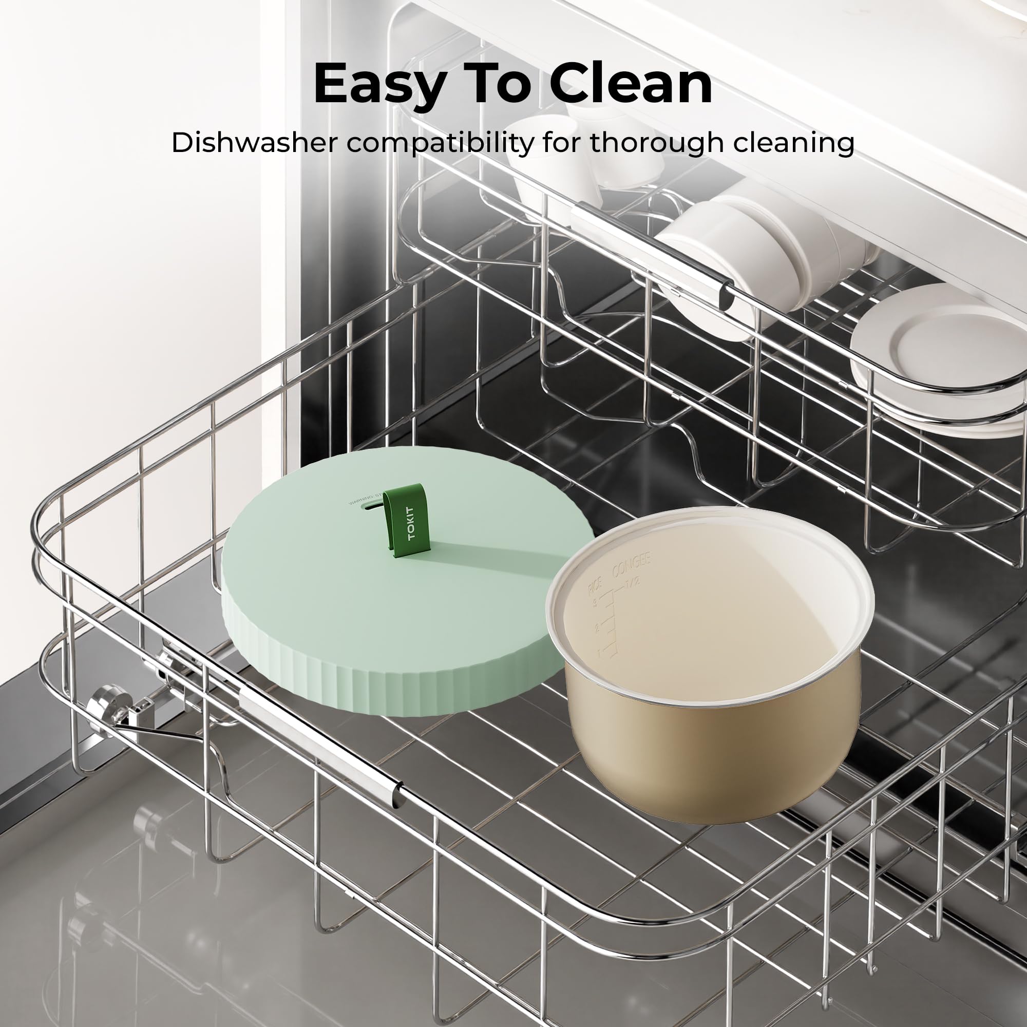 TOKIT Cuociriso Mini 1.5L, Cuociriso Elettrico Multifunzione con Riscaldamento a Induzione IH, Rivestimento Antiaderente Ceramico, 350W per 1-3 Persone, 5 Programmi, Verde