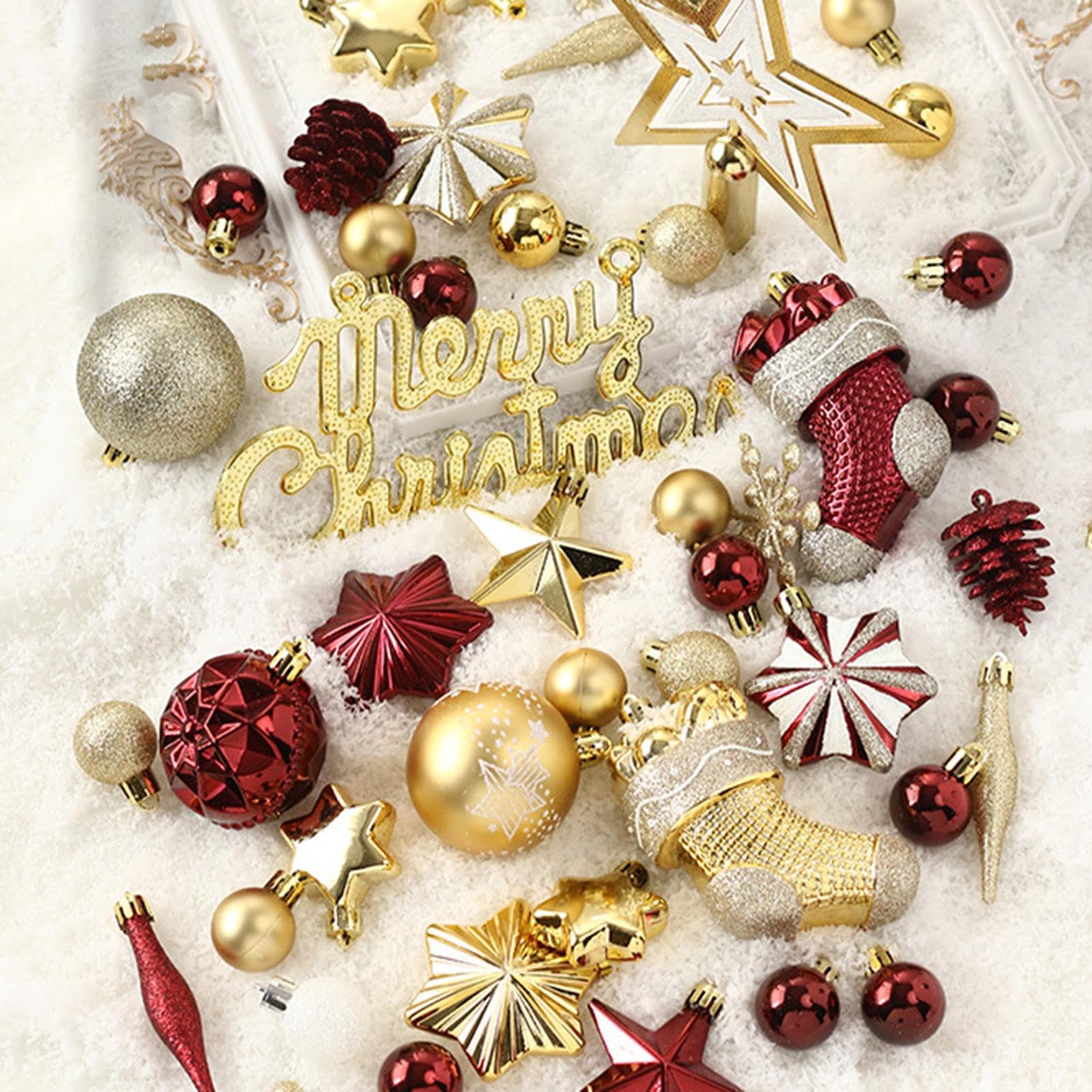 Weihnachtskugel-Ornamente, bruchsichere Dekoration, Weihnachtsdekoration, für draußen, Outdoor, Innenbereich, Wohnzimmer, Ferienhaus, 70 Stück