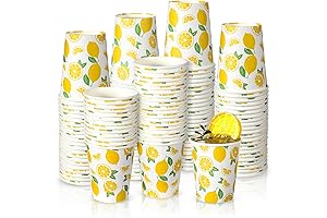 TecUnite Disposable Paper Lemonade Yellow Cups 9oz