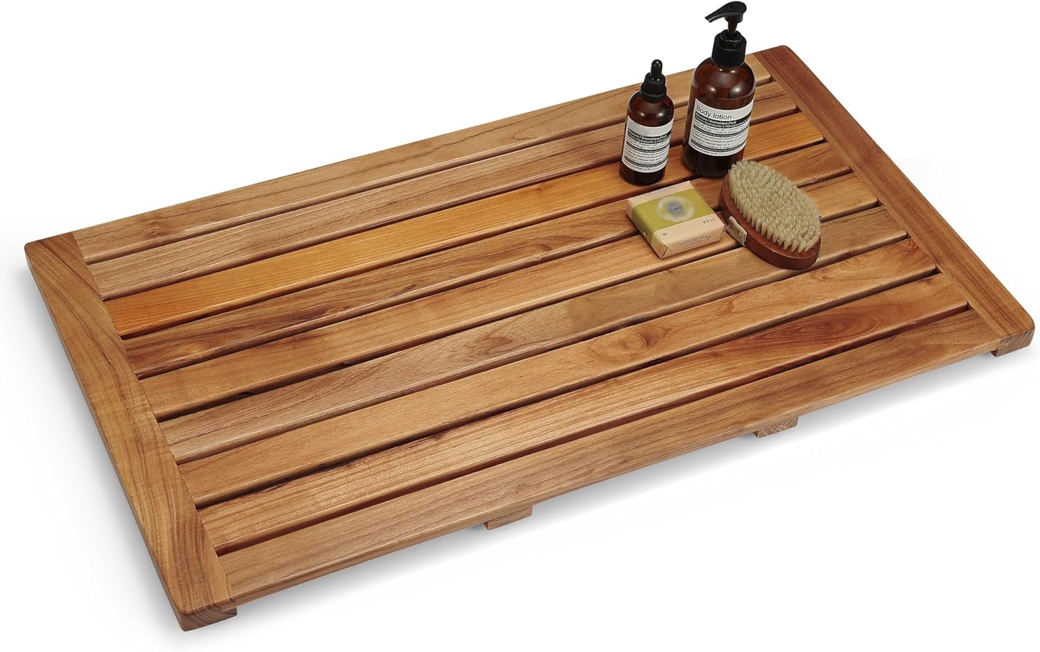 Perfnique Teak Shower Mat, Wood Bath Mat, Non-Slip Shower Mats for Bathroom&Bathtub, Sturdy Wooden Bath Mat for Spa Home or Outdoor (32''x18'') 32" x 18" (Rectangular)