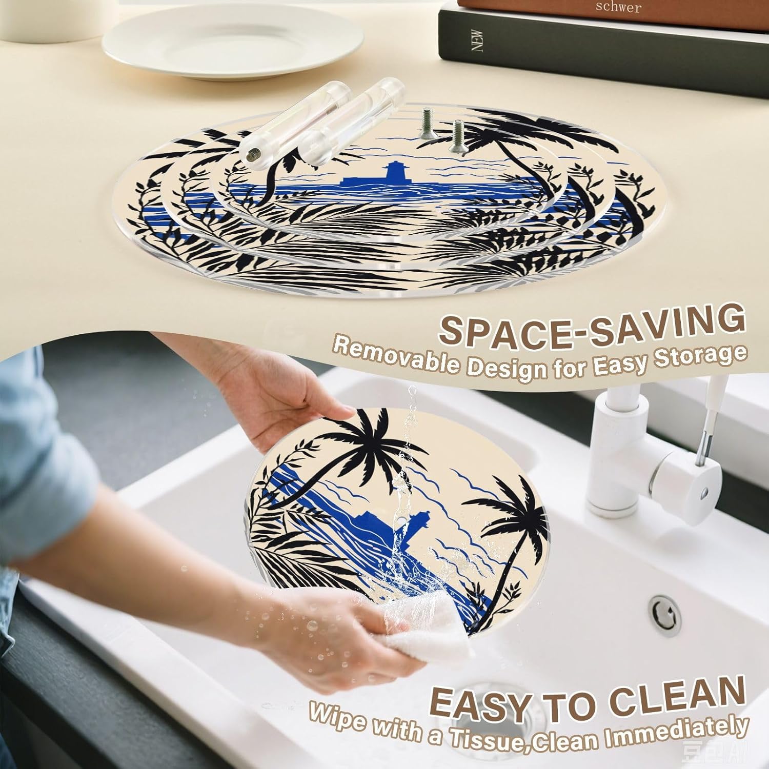 Landscape Islands Ocean 3 Tier Acrylic Cupcake Stand, Cupcake Stand for 34 Cupcakes for Weddings, Christmas,Holidays,Parties,Birthday,Printed Cupcake Tower 23102064