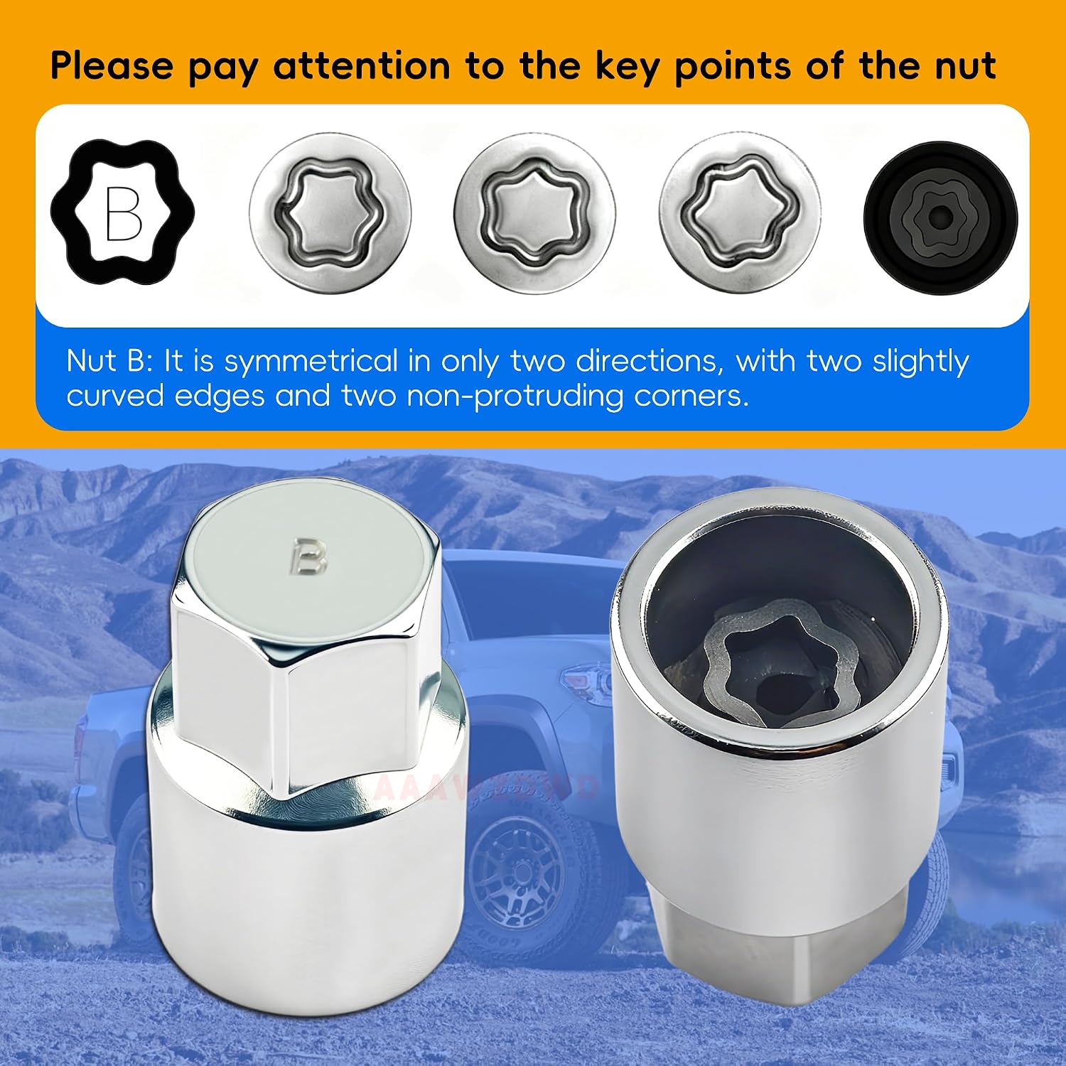 #B for Toyota Wheel Lock Key Compatible Toyota Lexus Tacoma B-Wheel Locking nut Key Removal Tool
