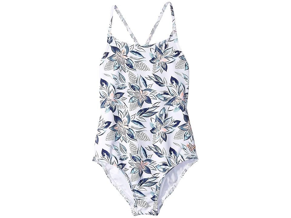 

Roxy Kids Magic Seeker One-Piece Swimsuit (Toddler/Little Kids) (Bright White Flower Spirit Swim) Girl's Swimsuits One Piece, Blue