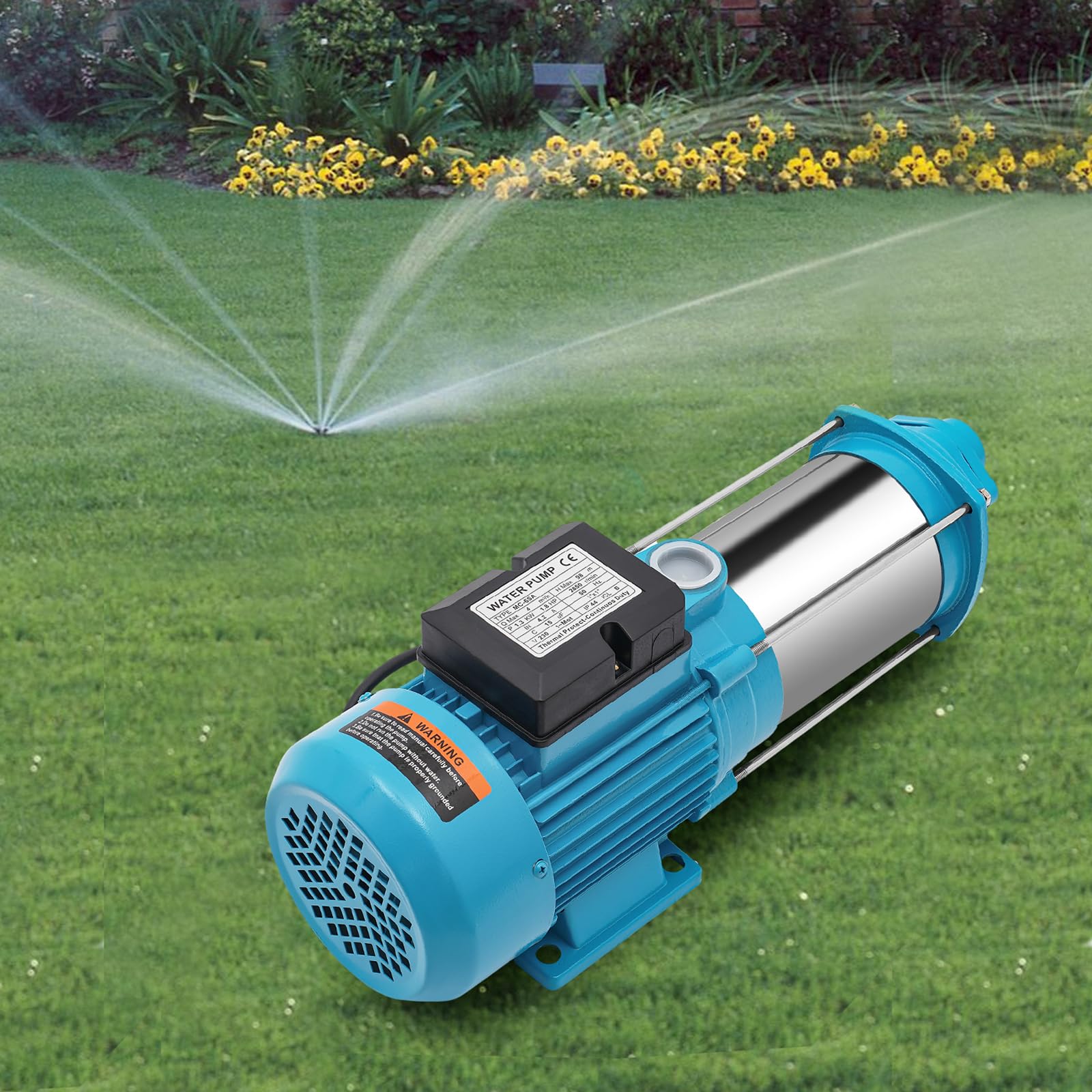 Pompa rotativa da 1300 W, pompa rotativa in acciaio inossidabile 1,8 HP 220 V per uso domestico e giardino con interruttore a pressione, pompa a getto per fattorie, stagni, giardini, irrigazione