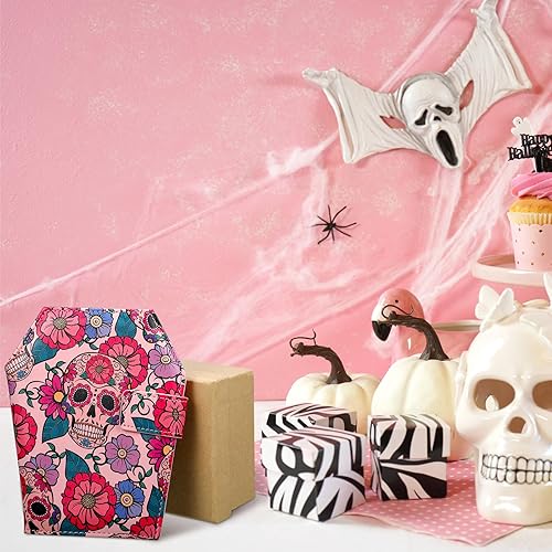 Miniatura 3 de Paterr Billetera gótica rosa para Halloween, bonita cartera de ataúd para mujeres y niñas, billetera plegable de cuero con calavera rosa, estética,