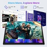 Comprimés 10.1 Inch Android 14 Comprimé pour adultes, Octa-Core, 12GB RAM 64GB Stockage(2TB Élargir), Octa-Core, WiFi 6, Bluetooth 5.0, Tablette grand écran tactile pour le travail, étude & Divertissement