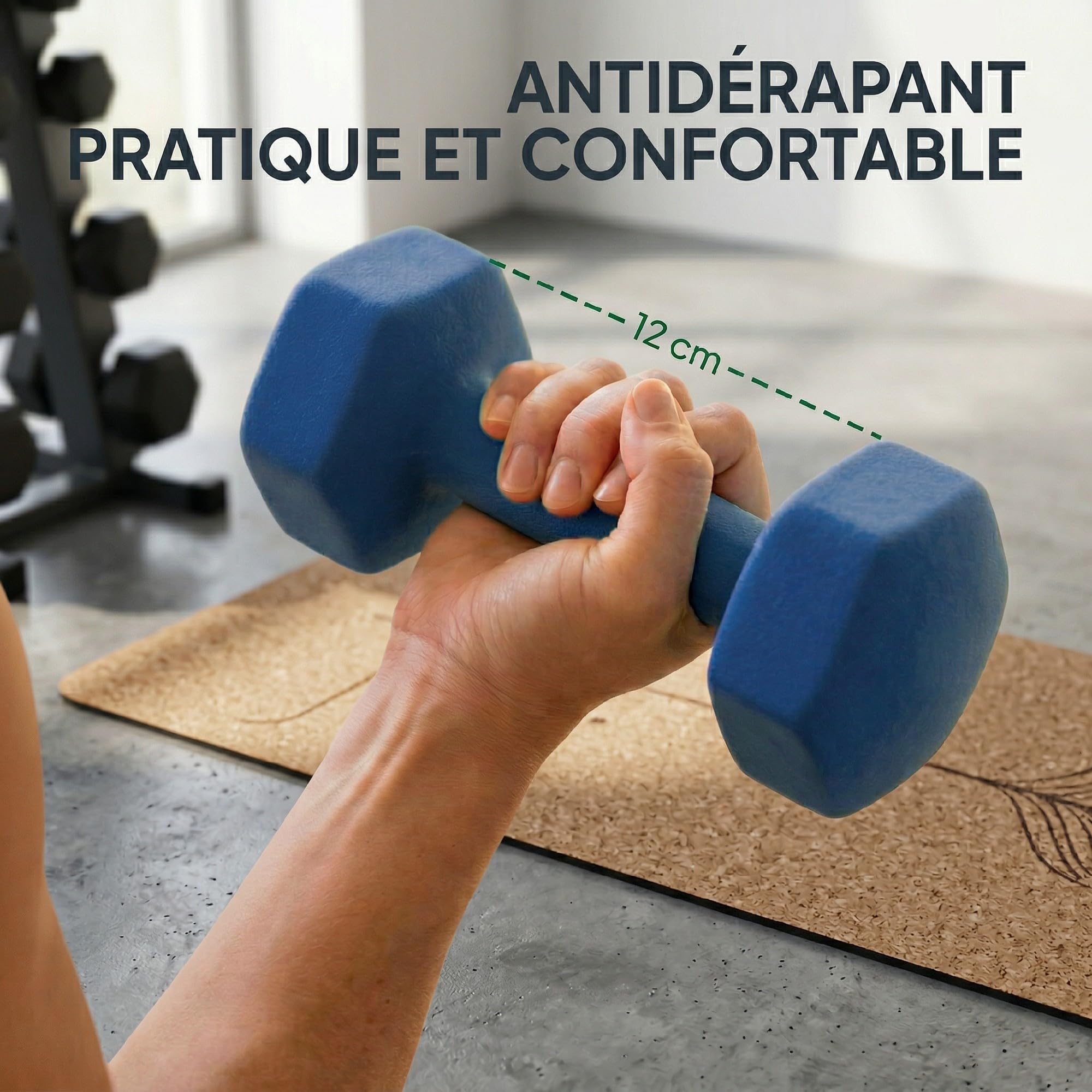 SPORTNOW Lot 3 haltères hexagonaux avec support, 2 x 1kg, 2 x 3kg, 2 x 5kg, set haltères musculation courts, poignées antidérapantes, pour femmes & hommes, fitness à domicile entraînement bras épaules