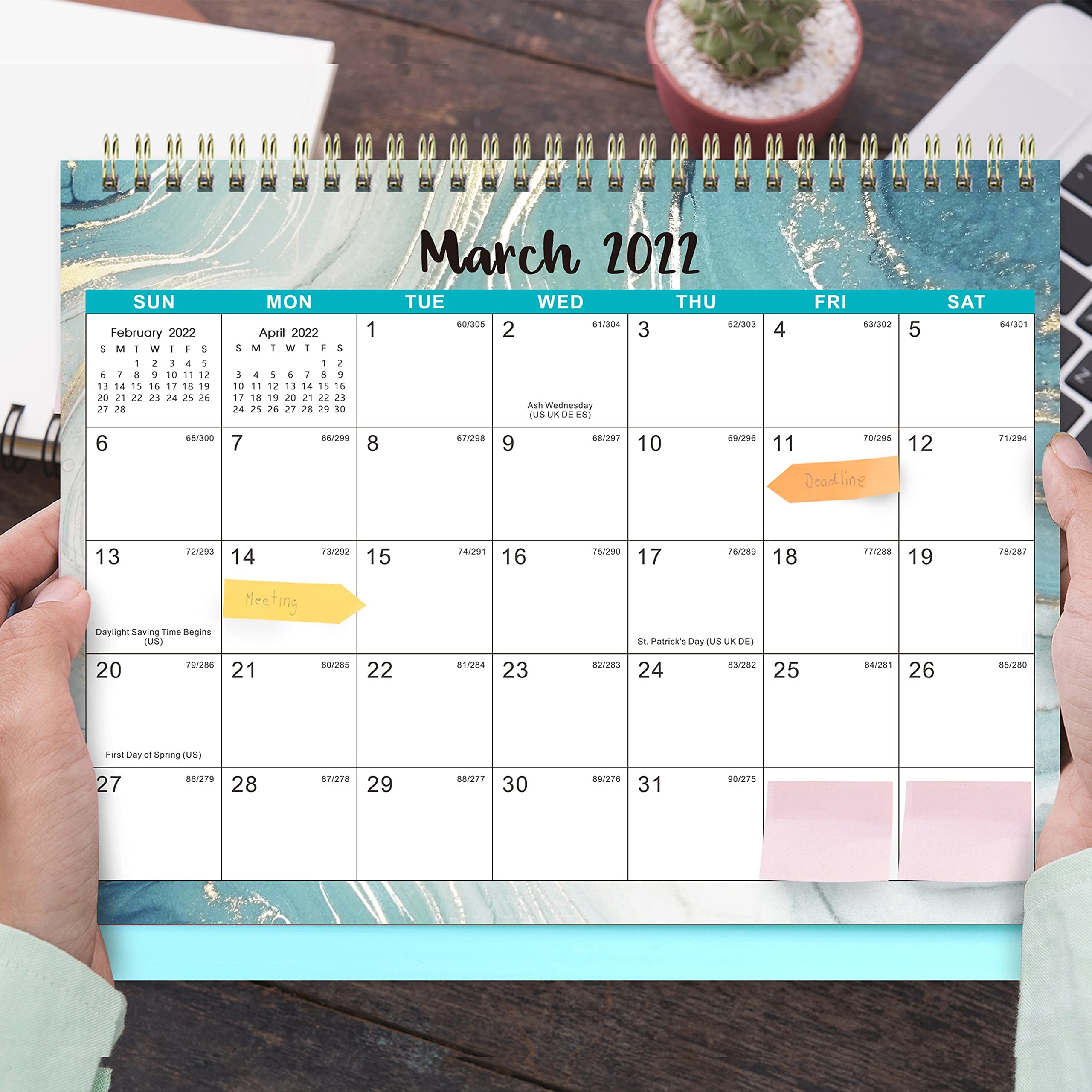 Desk Calendar 2022 Standing Flip 2022 Calendar with Thick Paper, 25.5