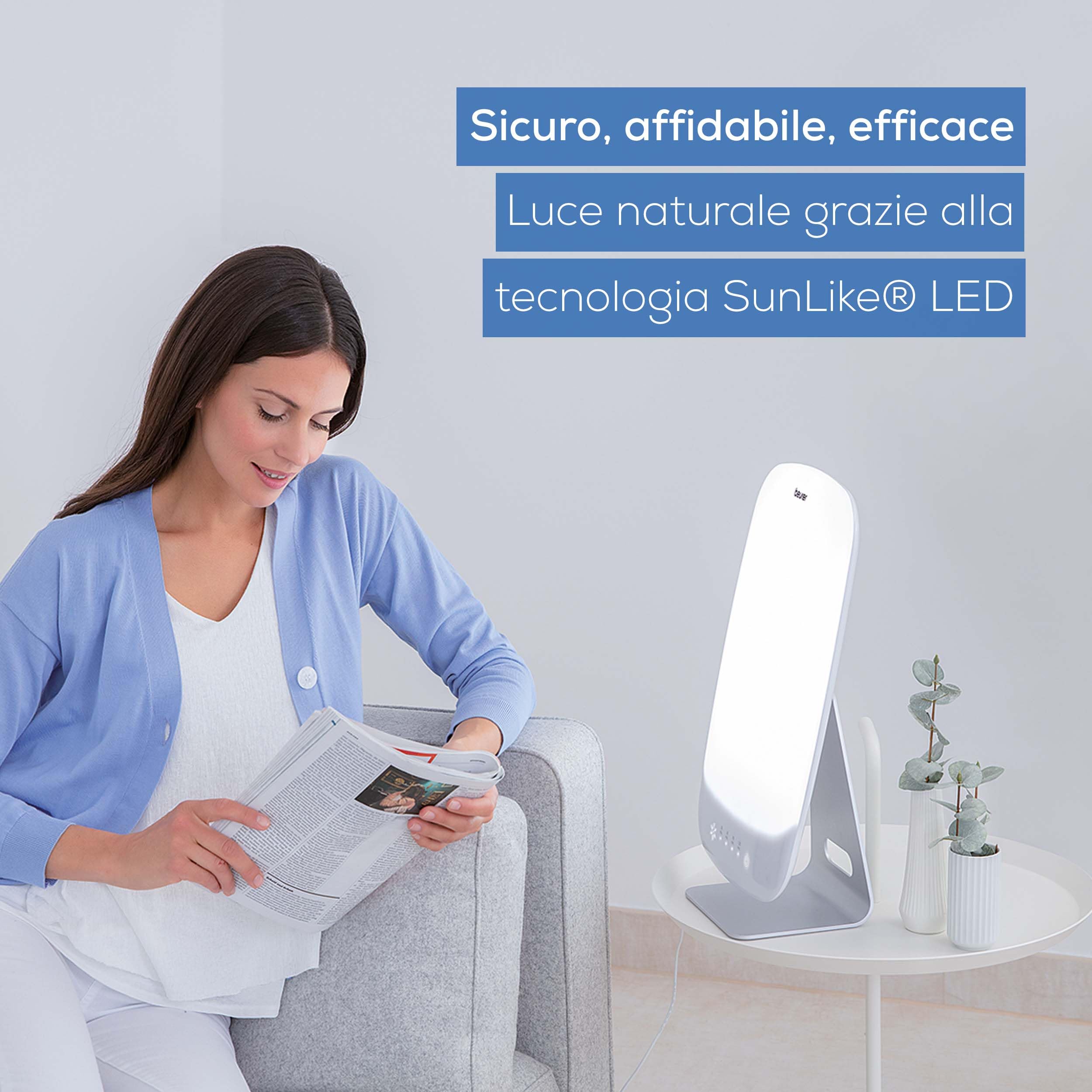 Beurer TL 95 Lampada SAD, simulazione della naturale del giorno, 14000 Lux, Dispositivo medico, lampada di luce naturale del giorno per carenza di luce, tecnologia LED SunLike®, con dimmer