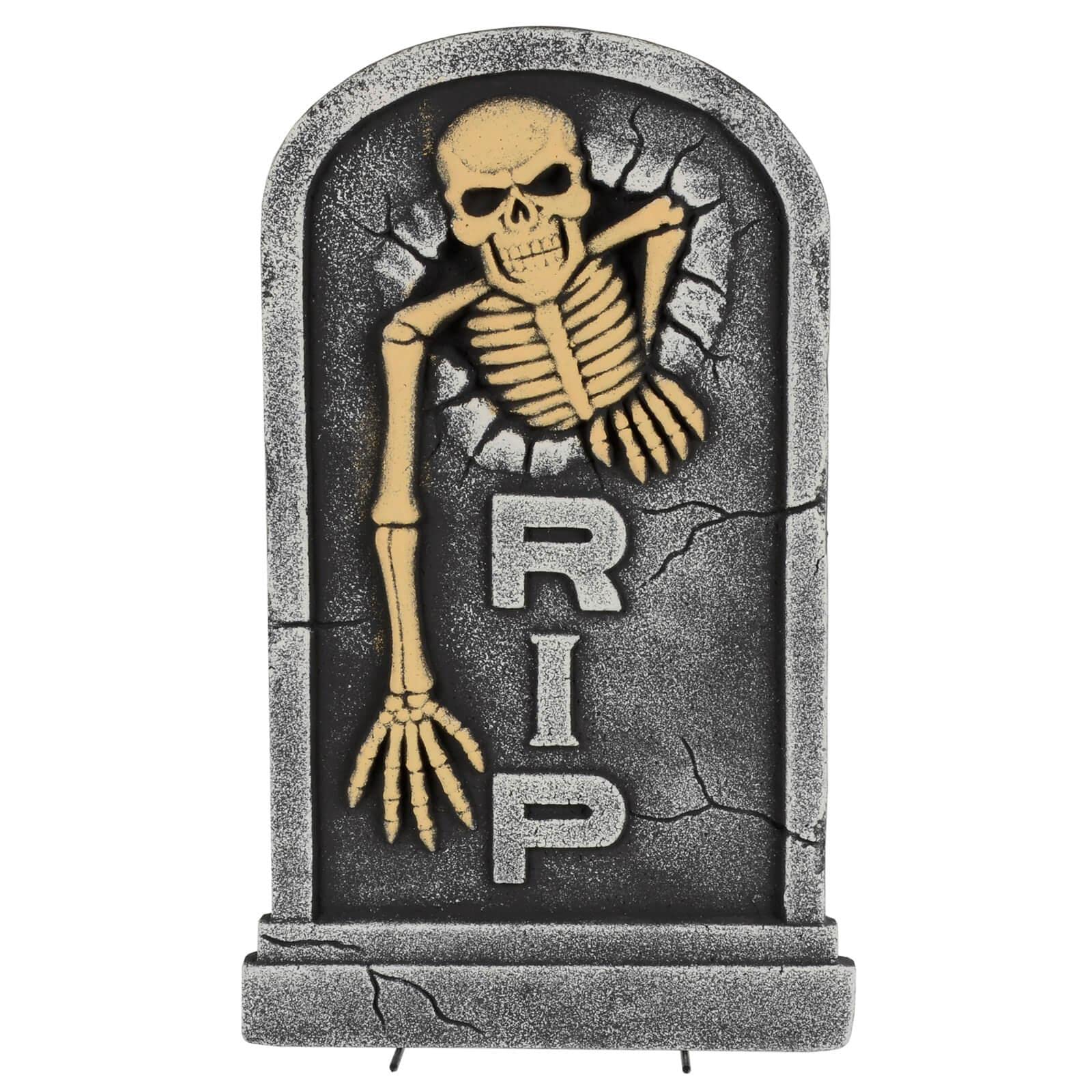 Cackle & Co Grey 55Cm Halloween Party Tombstone Decoration Graveyard Set Up Skeleton Design Prop