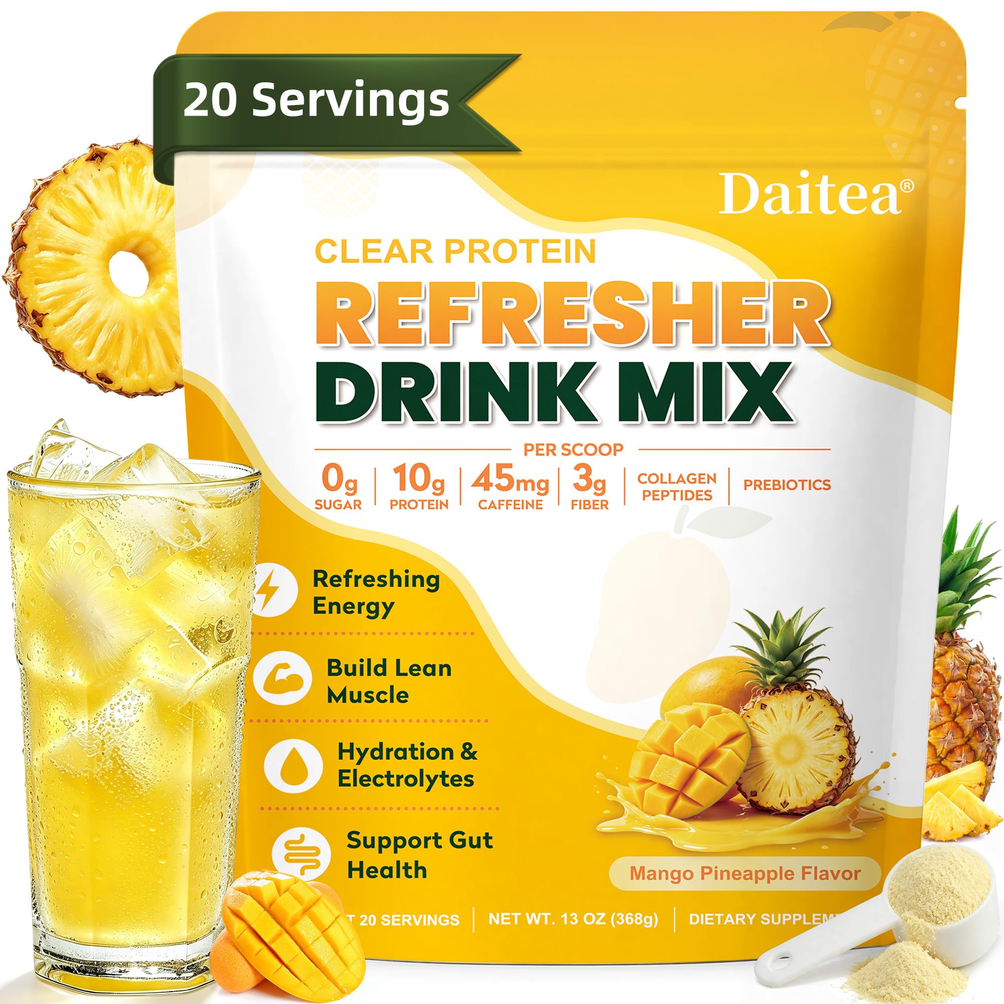 Clear Protein Refresher Powder with Whey Protein Isolate, Pineapple Mango