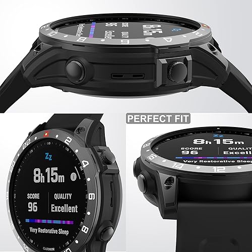 Miniatura 10 de Anillo de bisel compatible con Garmin Fenix 7X, anillo de bisel de acero inoxidable, cubierta adhesiva antiarañazos y protector de colisiones para