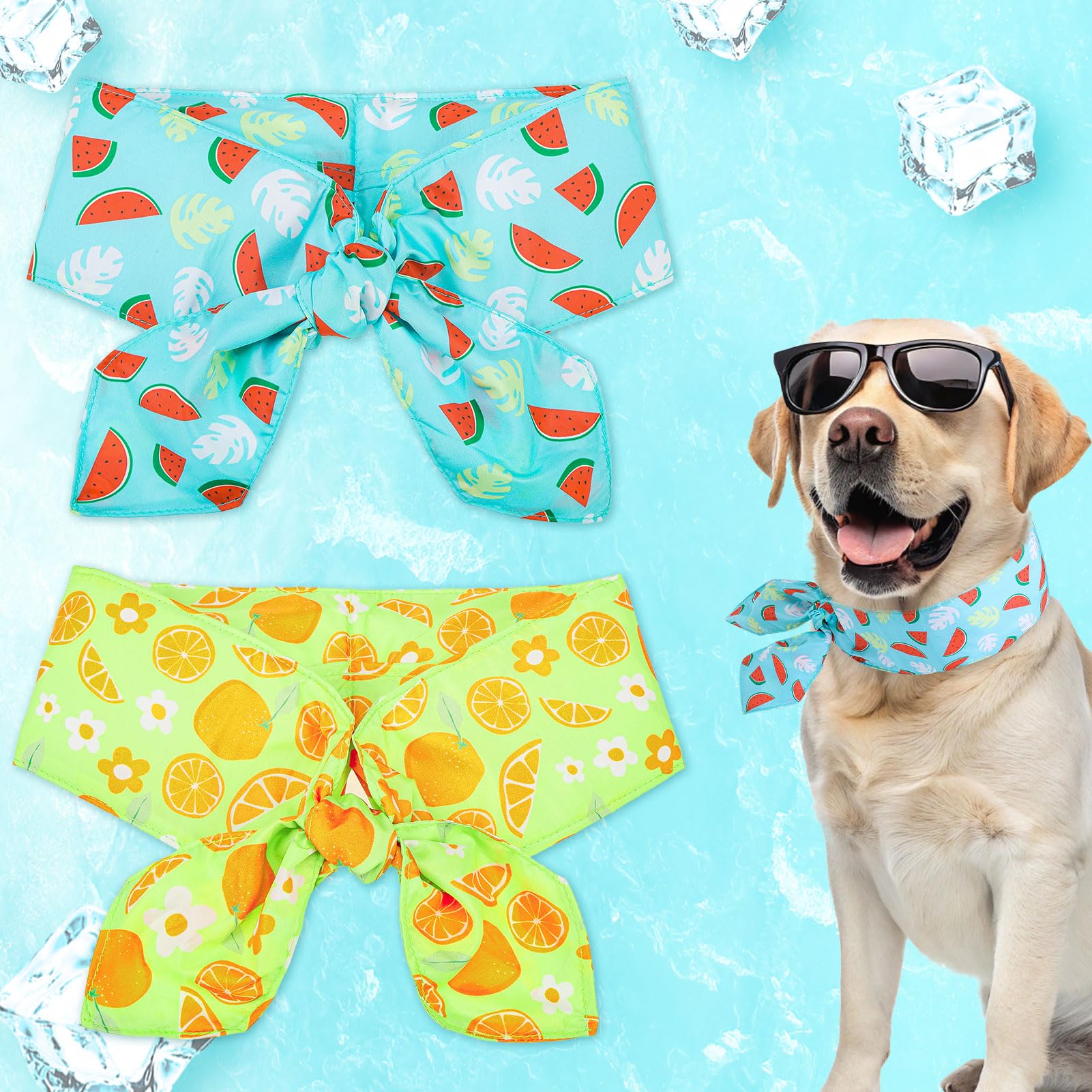 EXPAWLORER Dog Cooling Bandana - Summer Dog Bandanas with Ice Bag & Thermal Insulation Layer, Reusable Freezing Gel Cooling Pet Scarf for Hot Days,