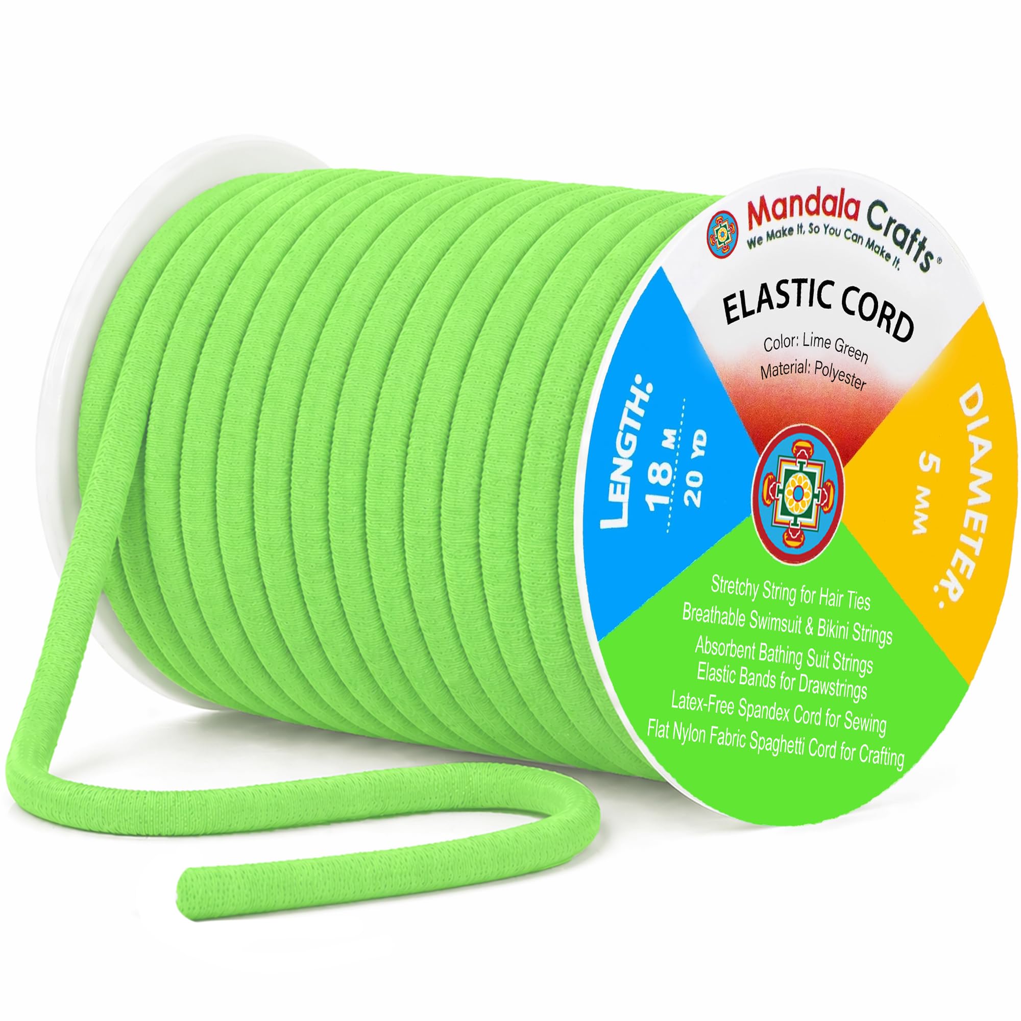 Amazon.com: Mandala Crafts 5mm Lime Green Spandex Soft Elastic