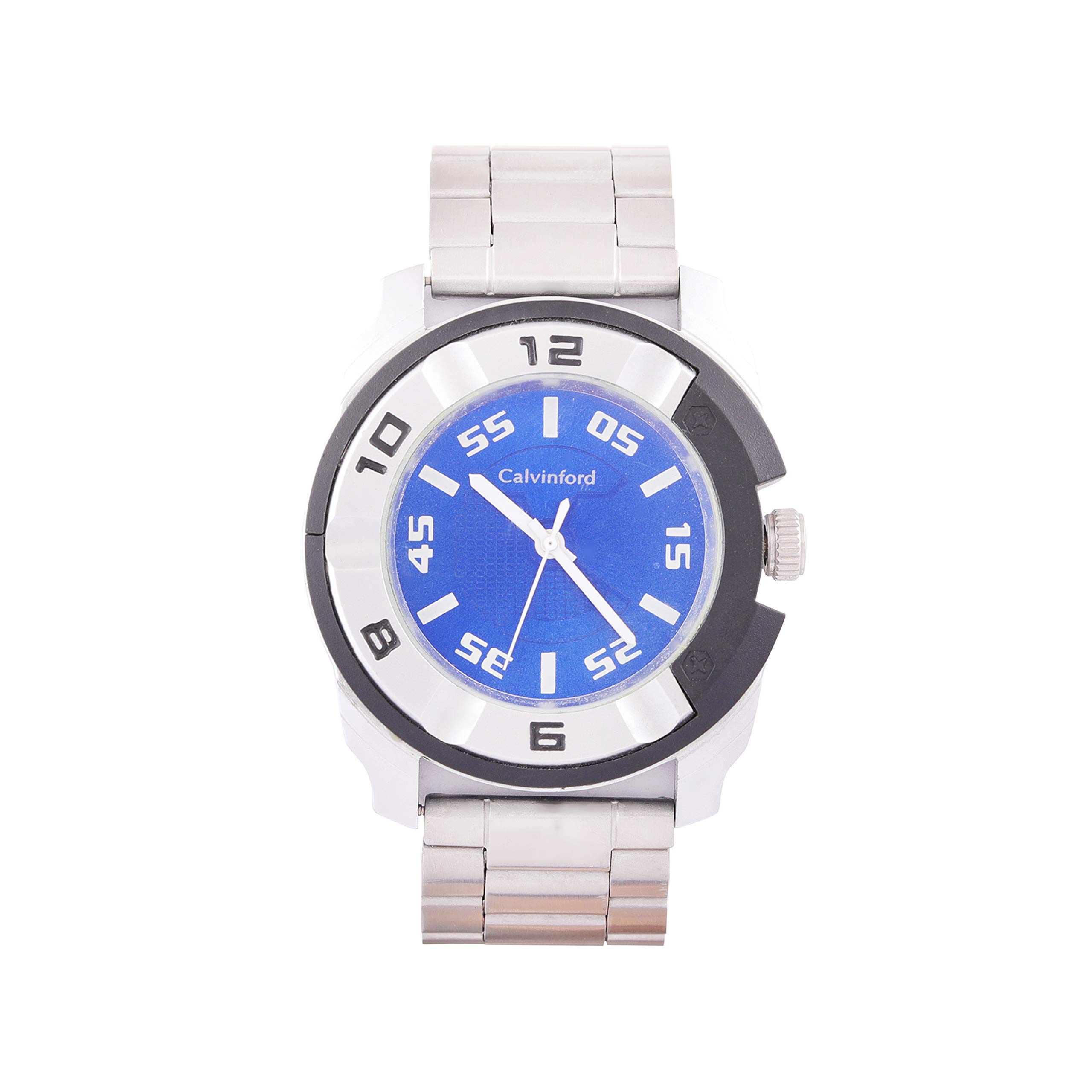Calvinford Analog Stainless Steel Strap Round White Shape Dial Mens Watch(Blue and White) (B07V7KBKBM) Amazon Price History, Amazon Price Tracker