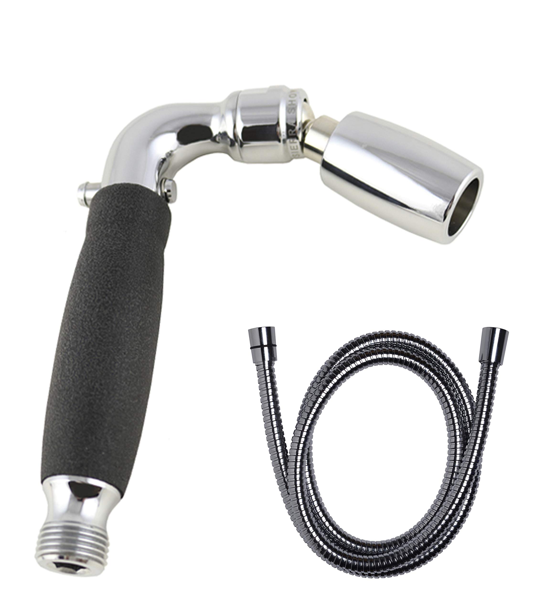 Handheld RV Shower Head with Hose and On Off Switch (Plumbing Code Compliant) - Solid Metal Construction – Includes 72” Metal Hose with Silicone Inner Tube - 1.5 GPM – Chrome