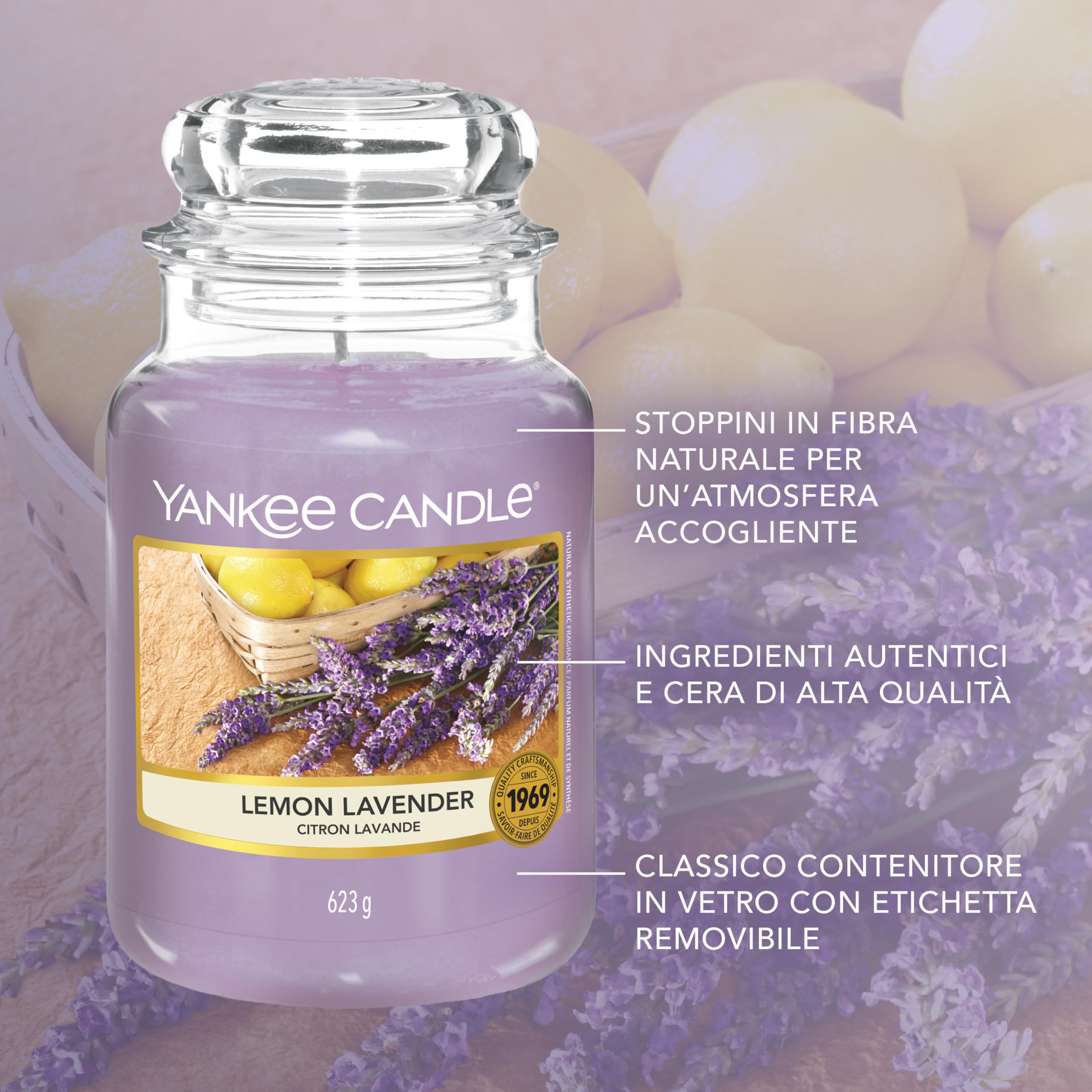 Yankee Candle Candela profumata in giara grande | Lavanda al limone | Durata Fino a 150 Ore | Regali per donne