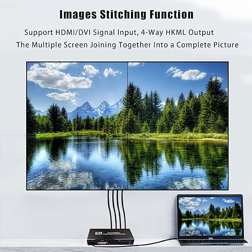 Miniatura 2 de Controlador de pared de video, 4K x 2K HD sin costuras Procesador profesional con entrada HDMI+DVI+RS232, salida HDMI de 4 vías y SPDIF Pantalla de