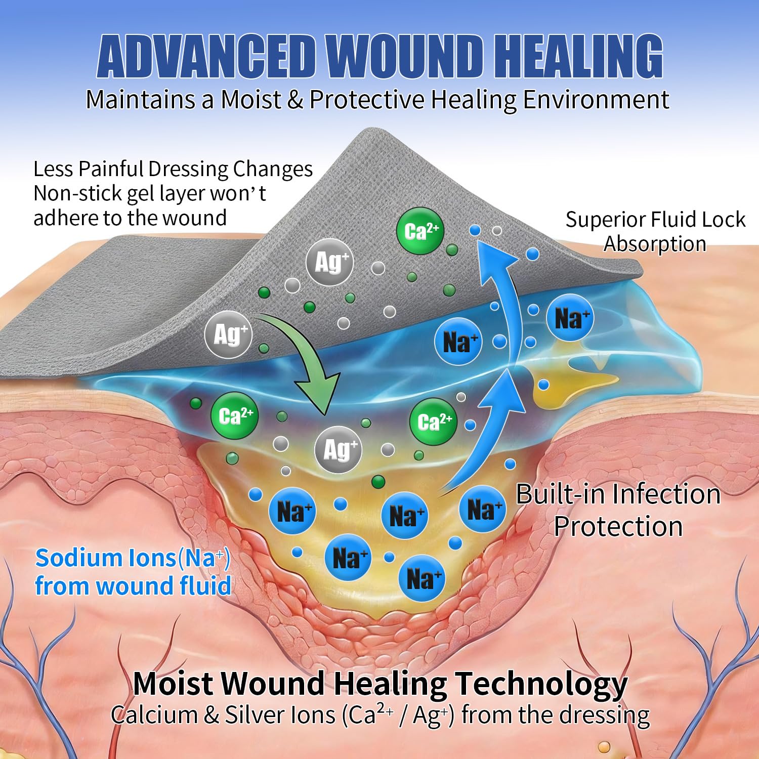 10x Silver Calcium Alginate Wound Dressing 4" x 4" + 2 PBT Bandages — Amazon image 5
