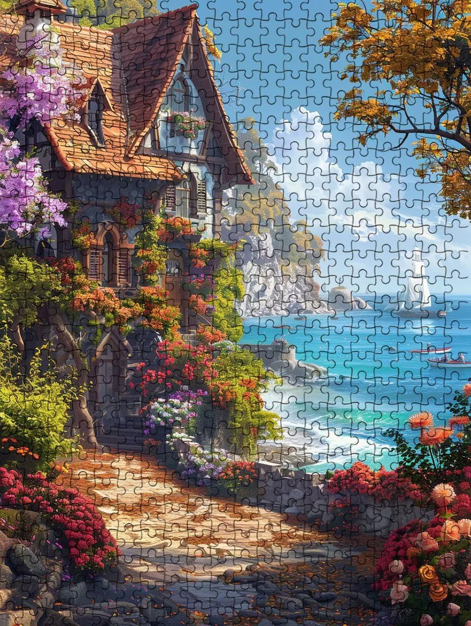 Piccola Città Lago Puzzle 1000 Pezzi, 3D Puzzle per Adulti Impegnativo, Educa Puzzles Artistico, Divertente E Stimolante Puzzles Decorativo per La Famiglia, Regalo e Decorazione Pareti FNKL6-1042