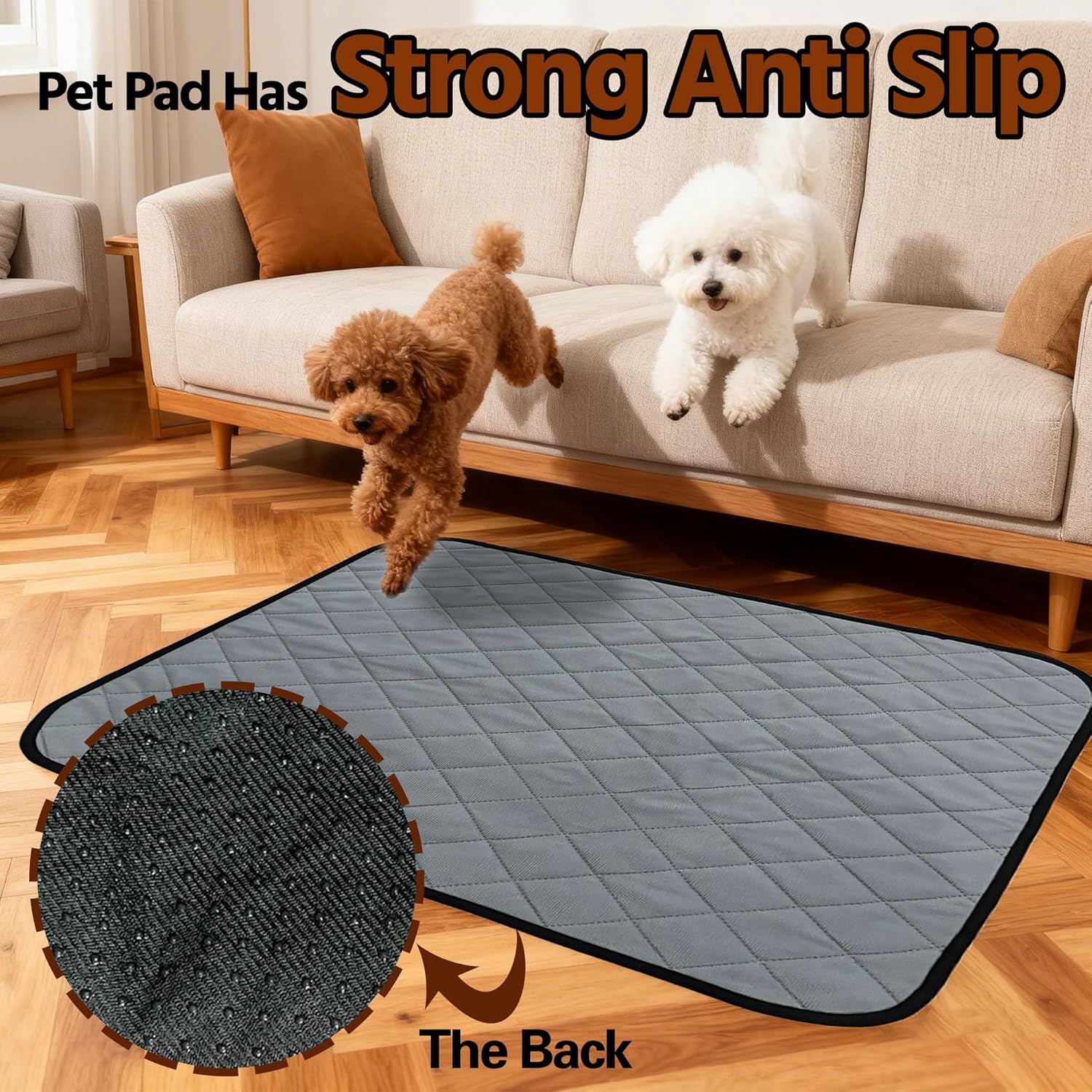 Washable Pee Pads for Dogs,Waterproof Dog Training Pads,Playpen Mat,Non-Slip Potty Pads,Super Absorbent Whelping Pads,Puppy Pad with Rounded Corn,Potty Pads (72x72(1 Pack))