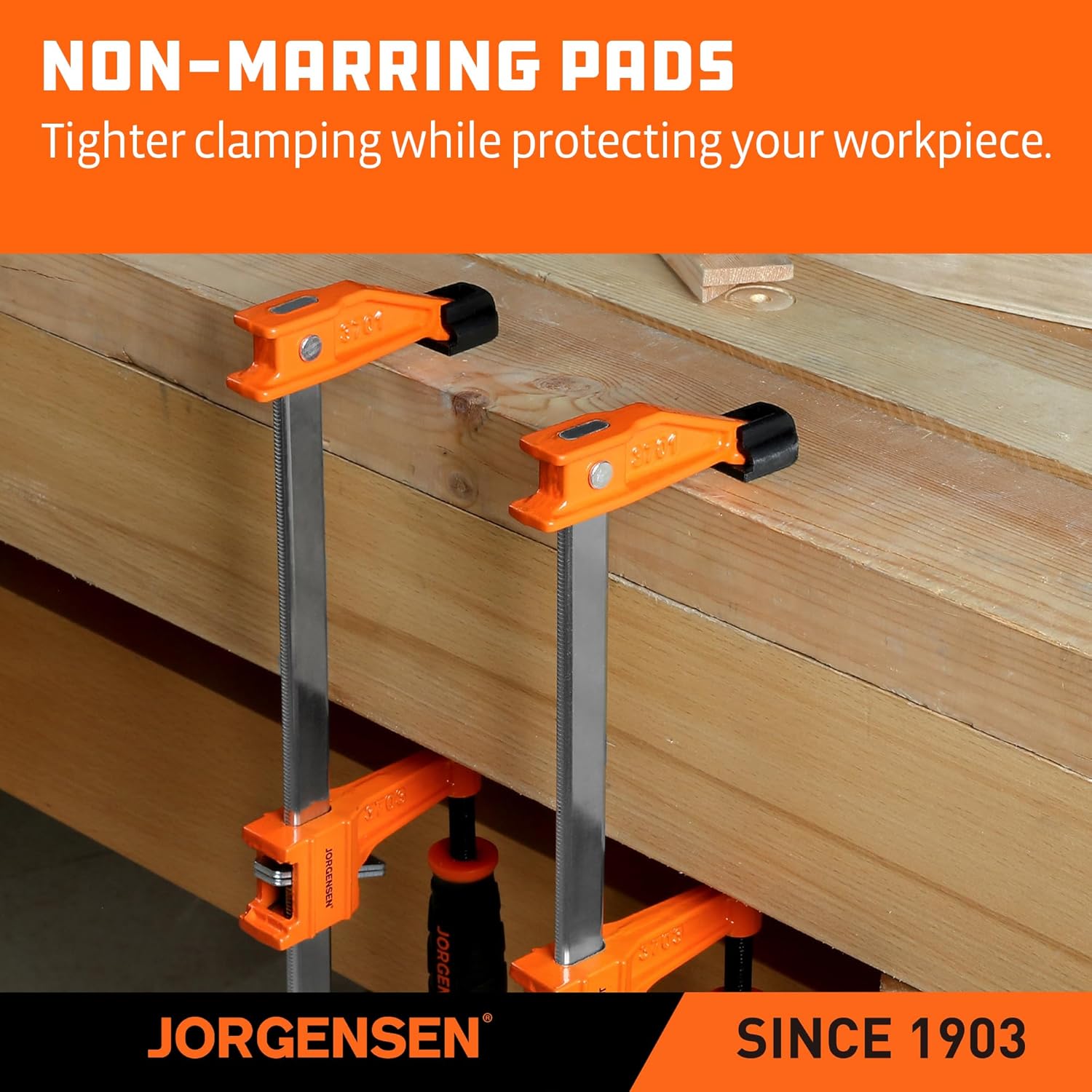 Jorgensen 2-pack Medium Duty Steel Bar Clamp Set with 600 lbs Load limit, 24-inch