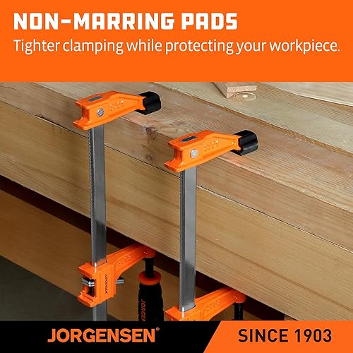 Miniatura 8 de Jorgensen Juego de 2 abrazaderas de barra de acero de servicio medio con límite de carga de 600 libras, 24 pulgadas