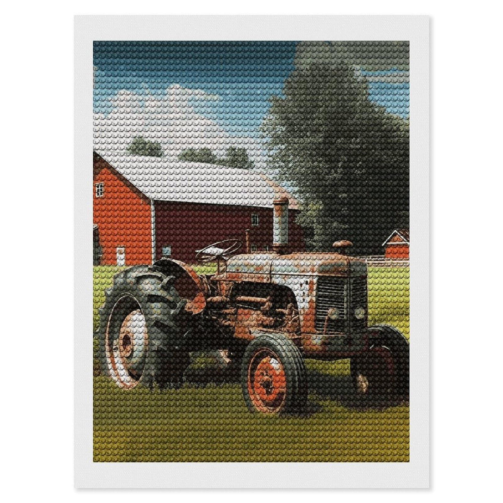 DWVTSLH Company Farm Tractor Diamond Painting Kits for Adults, Personalized Diamond Photo Art Full Drill, DIY 5D Diamond Art Painting Kits for Beginners, Home Wall Decor 12"x16"
