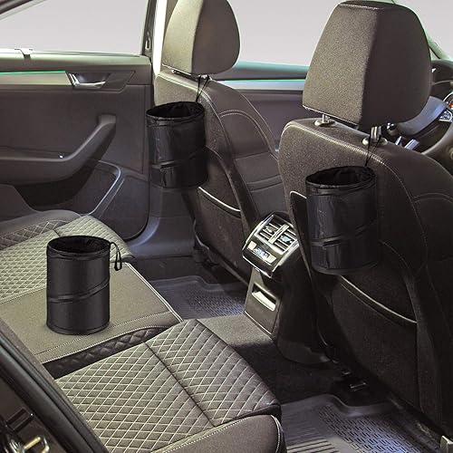 Miniatura 4 de Bolsa de basura para automóvil, contenedor de basura portátil para viaje, plegable, a prueba de agua, cubo de basura, color negro (2)