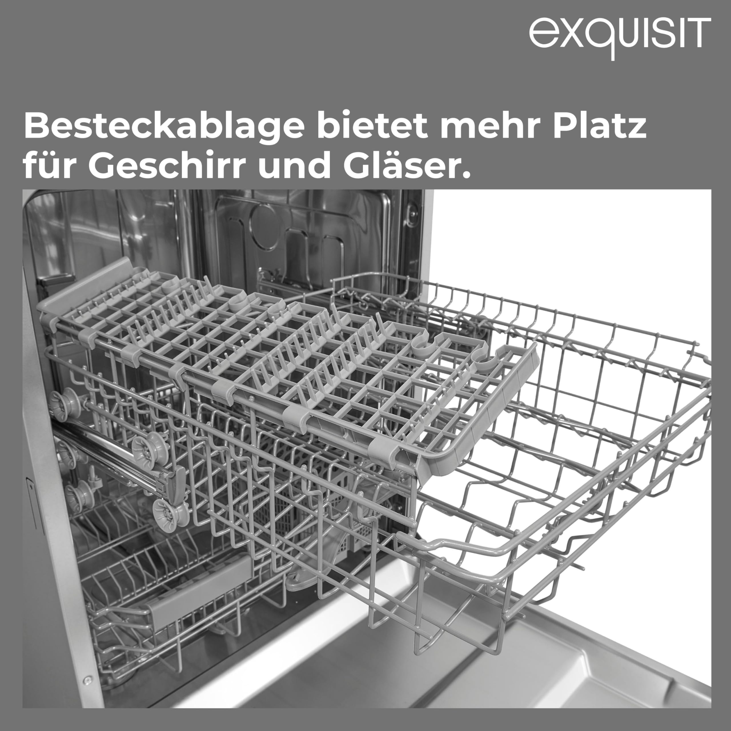 Exquisit PLUS Einbaugeschirrspüler | 13 Maßgedecke, Energieklasse E, 47 dB(A) | vollintegriert, 7 Programme, Eco, Intensiv, Kurz, Extra-Trocknung, Startzeitverzögerung | EGSP2113-EB-030E inox