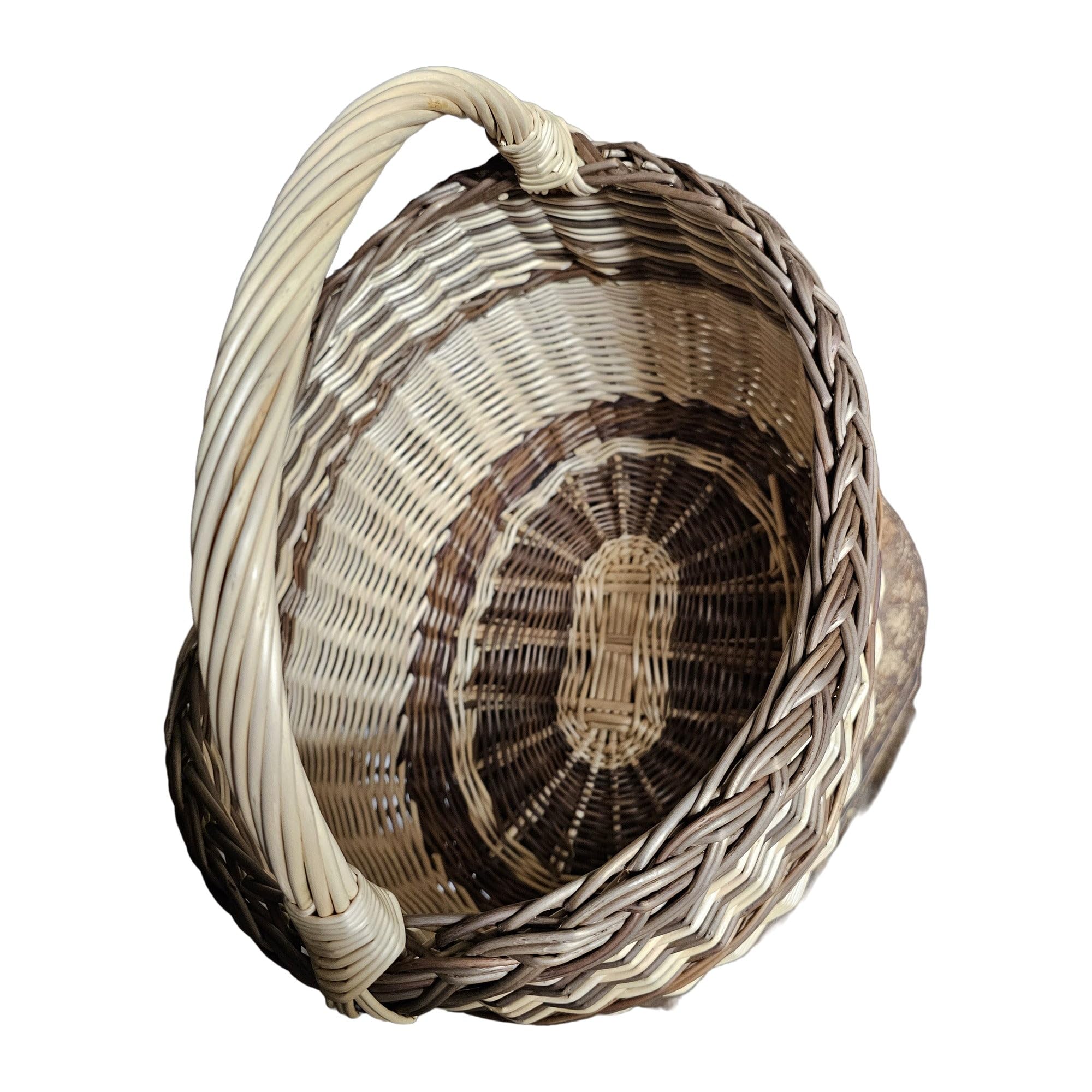 Cesta grande de mimbre para mantas con asa arqueada Rustic Wicker Basket