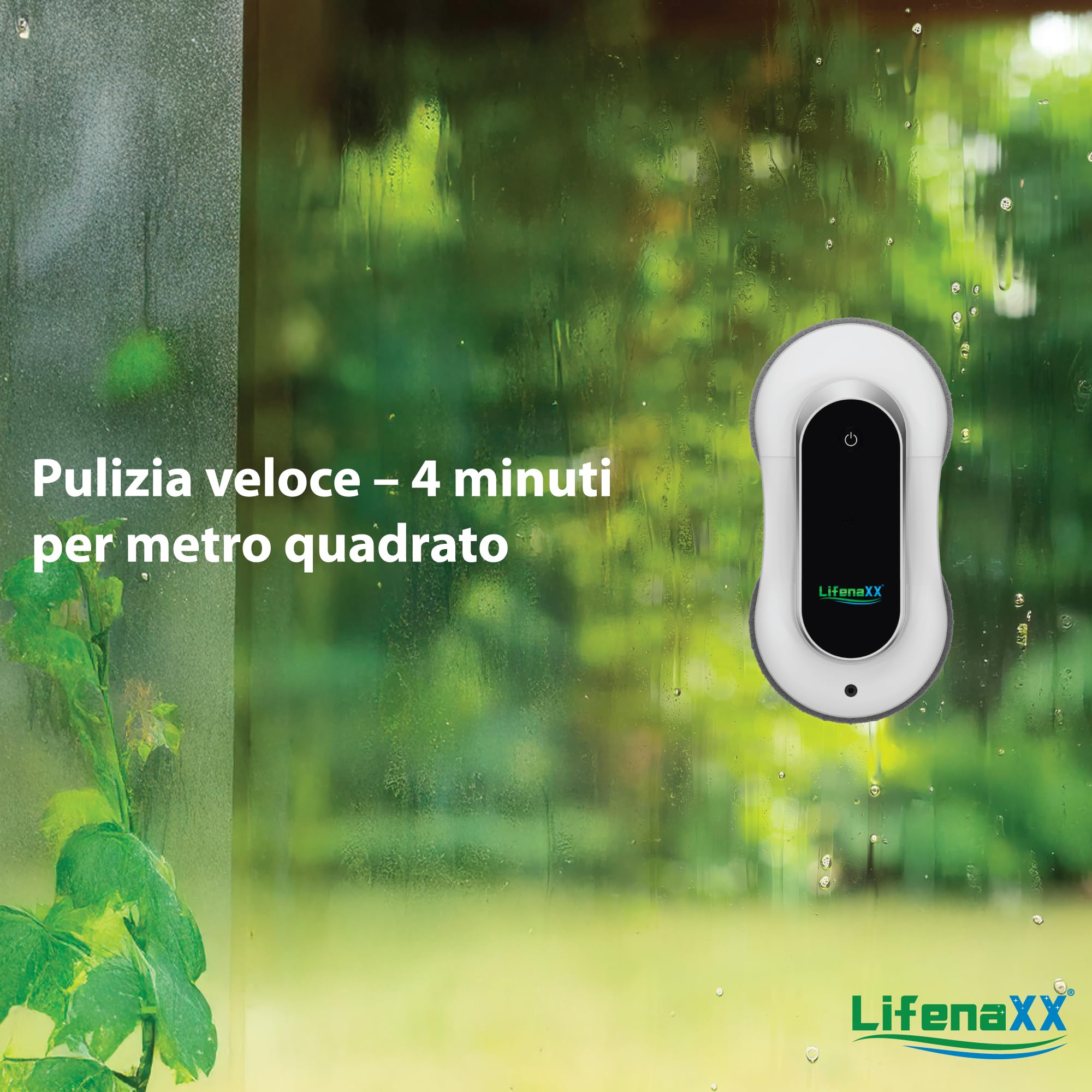 Lifenaxx LX-055, robot lavavetri avanzato, lavavetri elettrico con 2 ugelli spruzzatori, elevata potenza di aspirazione (2800 PA), grande serbatoio dell'acqua da 70 ml, telecomando
