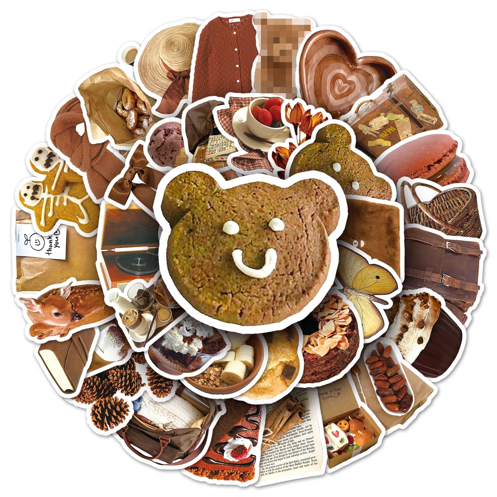 Brown Stickers for Laptop (50 PCS),Gift for Children Teens Adults Girl Boys,Waterproof Stickers for Water Bottle,Brown Vinyl Stickers for Scrapbook,Skateboard,Bike,Phone,Dairy